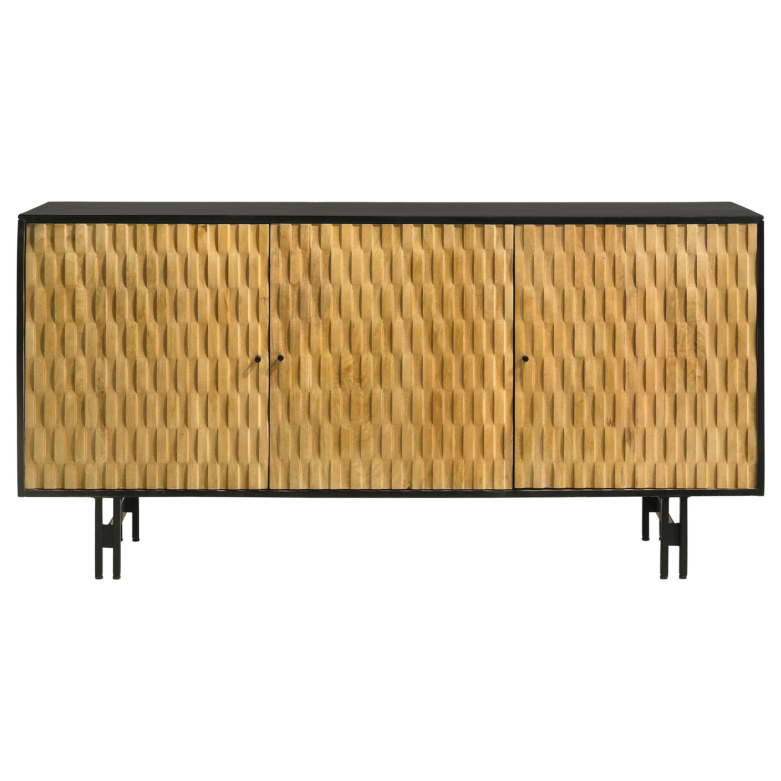 Coaster Furniture Aminah 950383 3-Door Wooden Accent Cabinet - Natural/Black IMAGE 3