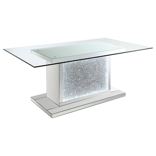 Coaster Furniture Marilyn Dining Table with Glass Top and Pedestal Base 115571N IMAGE 1