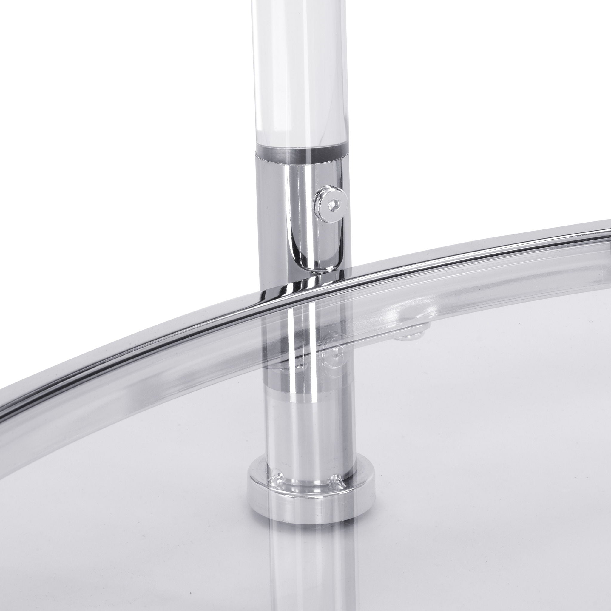 Contemporary Acrylic, Coffee Table, Round Tempered Glass Coffee Table - Chrome / Silver