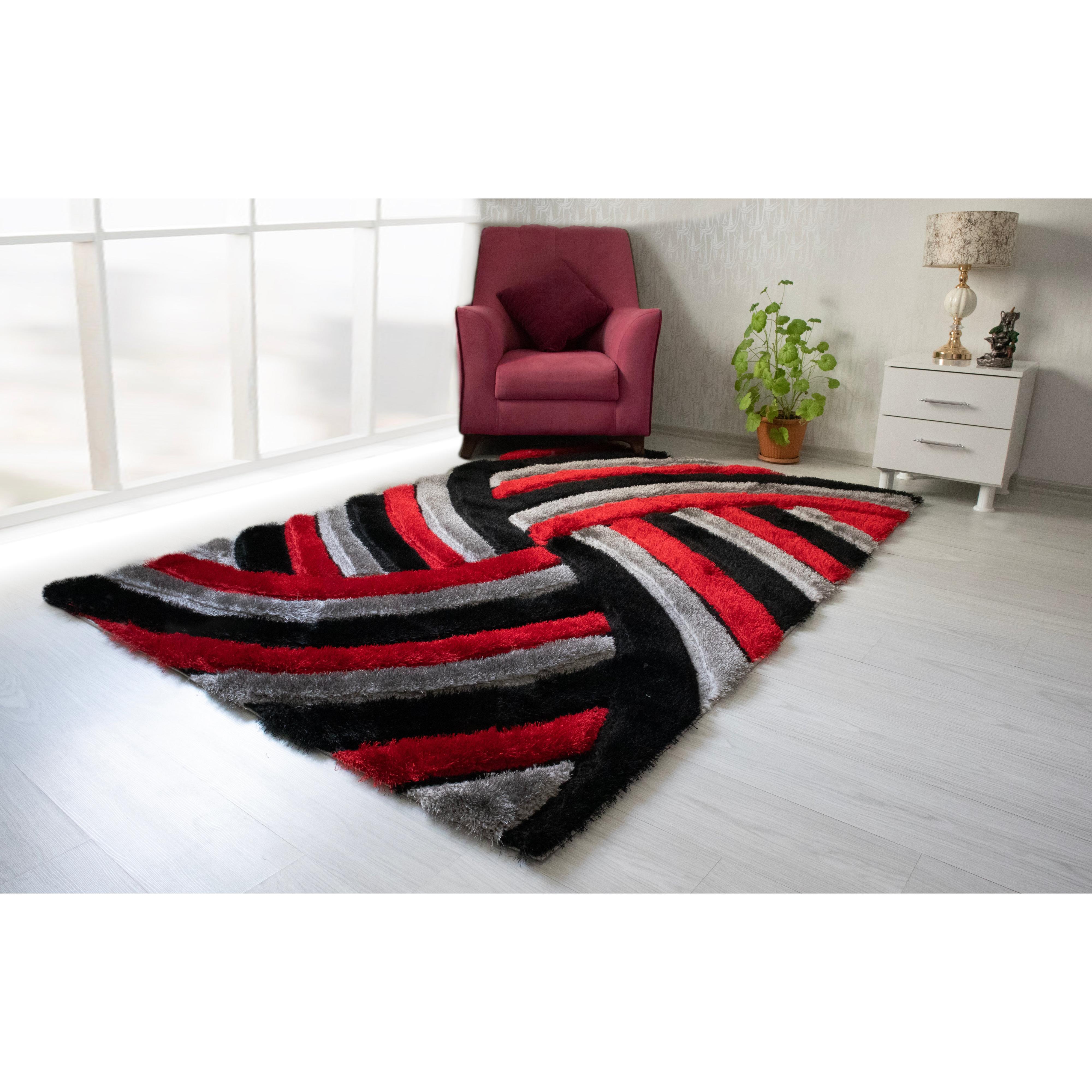 Nova Wholesale Furniture Rugs Rectangle 3D333-GRY/RED-57 IMAGE 1