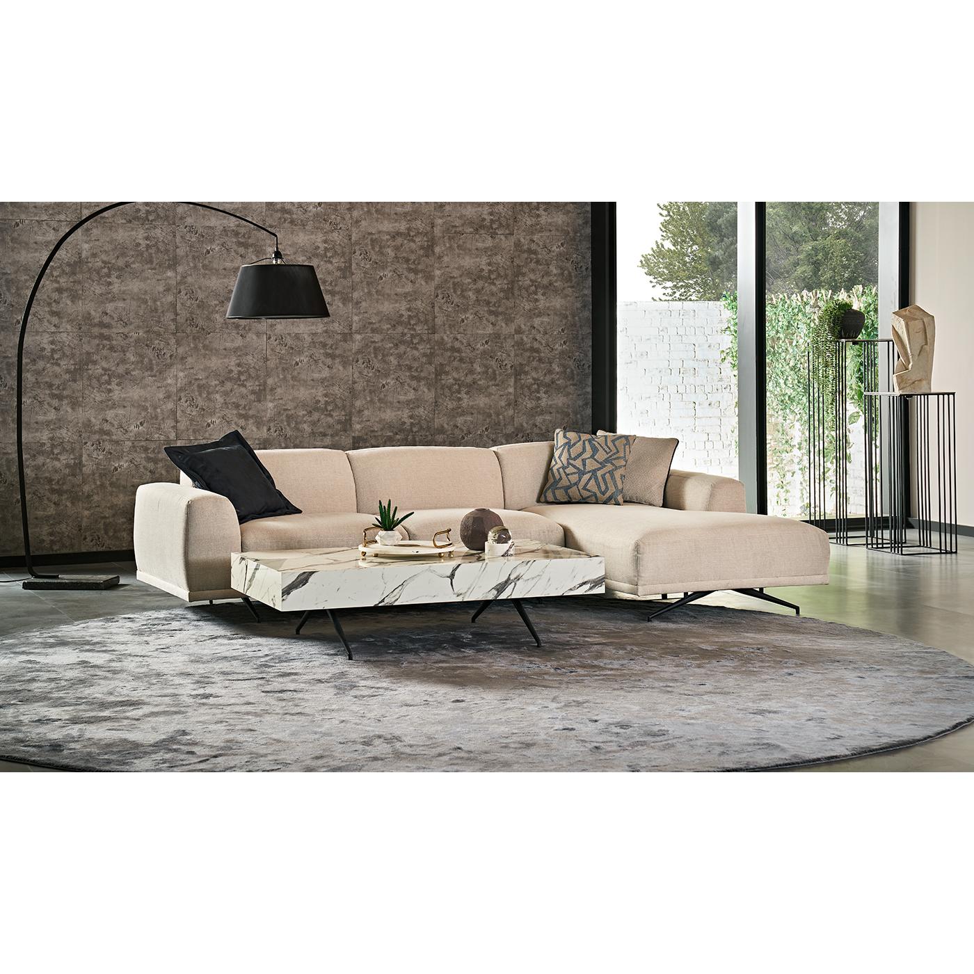 Enza Home Sectionals Stationary Giorno Corner Sofa Set - Ecru IMAGE 2