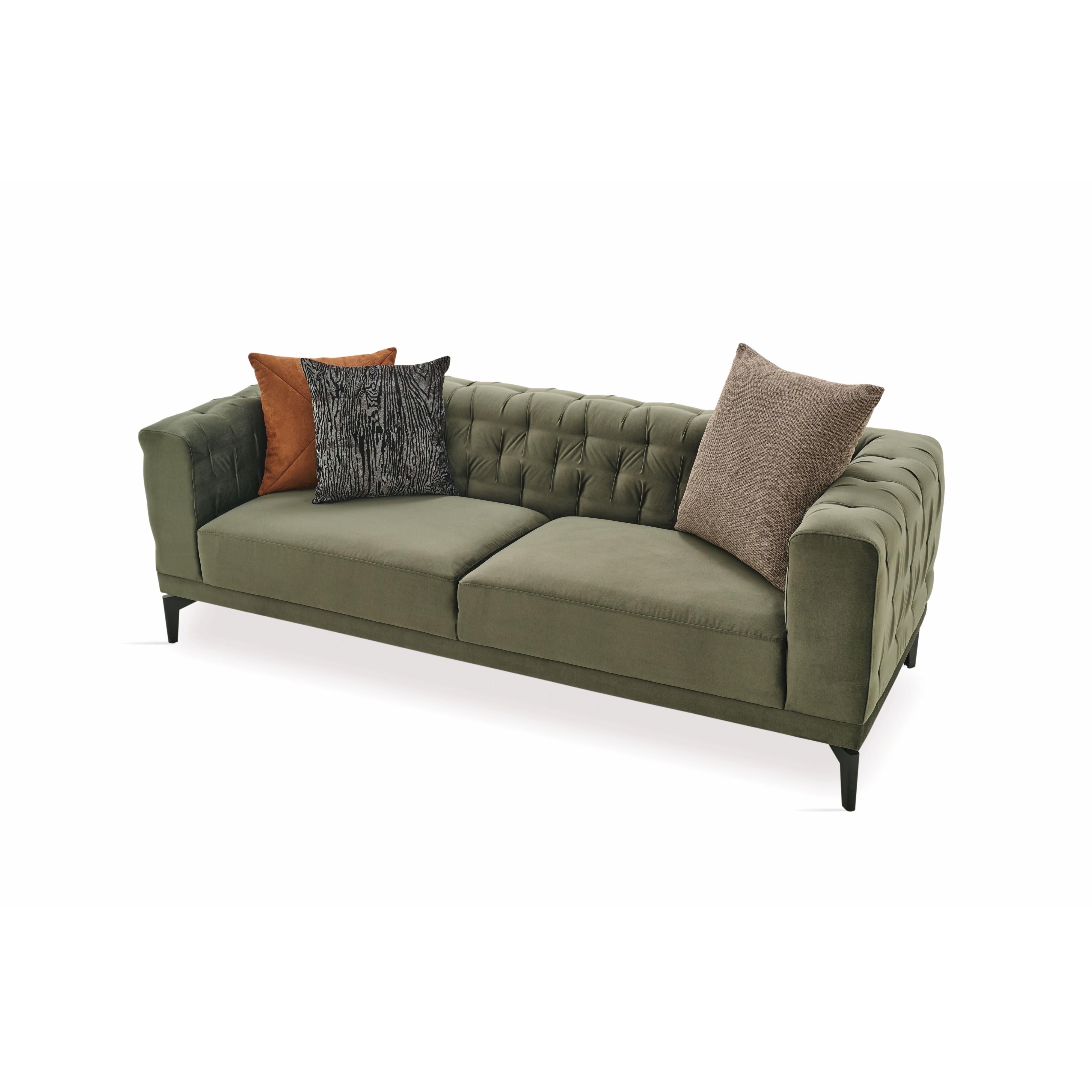 Enza Home Sofas Stationary Dorian 3-Seater Sofa - Green IMAGE 1