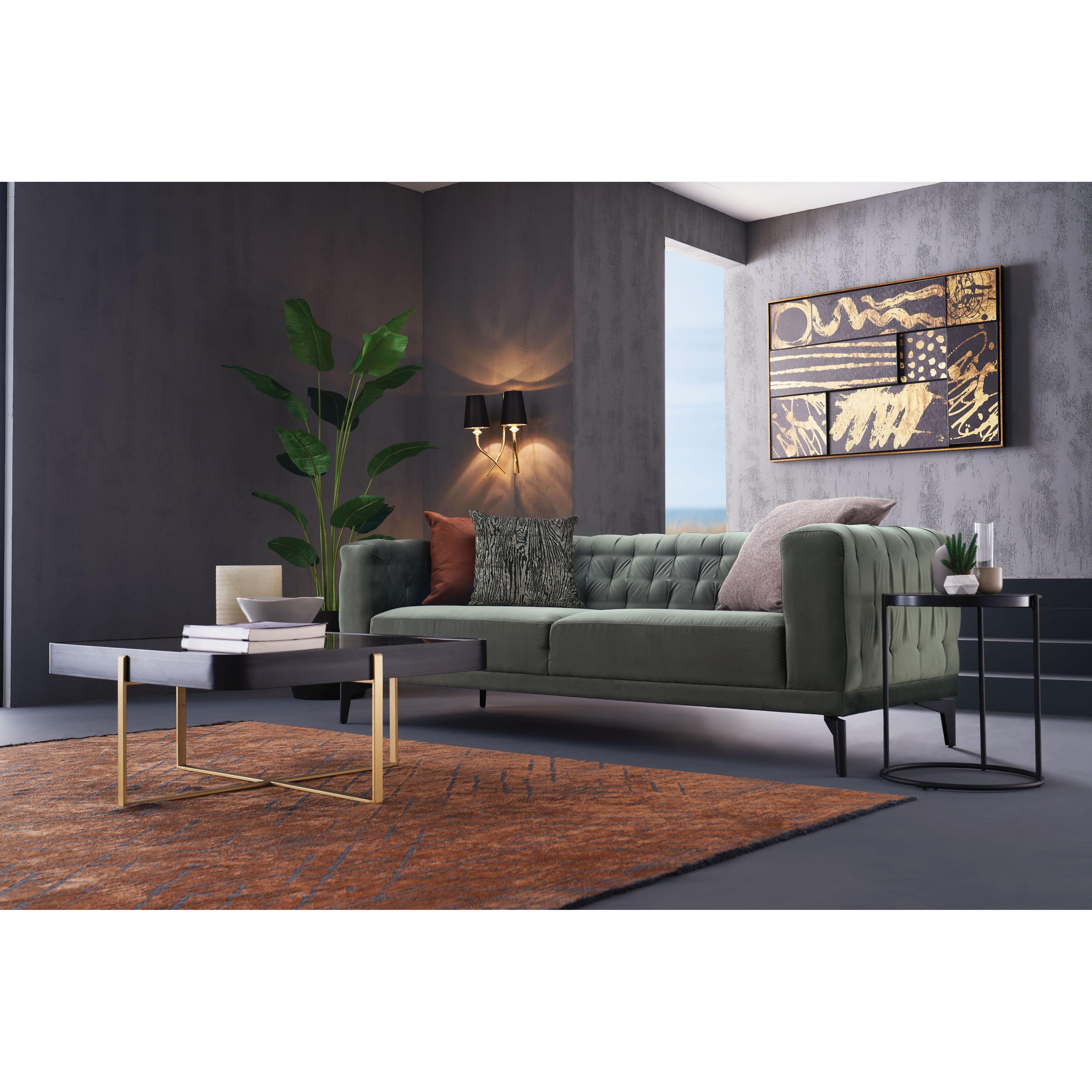 Enza Home Sofas Stationary Dorian 3-Seater Sofa - Green IMAGE 4
