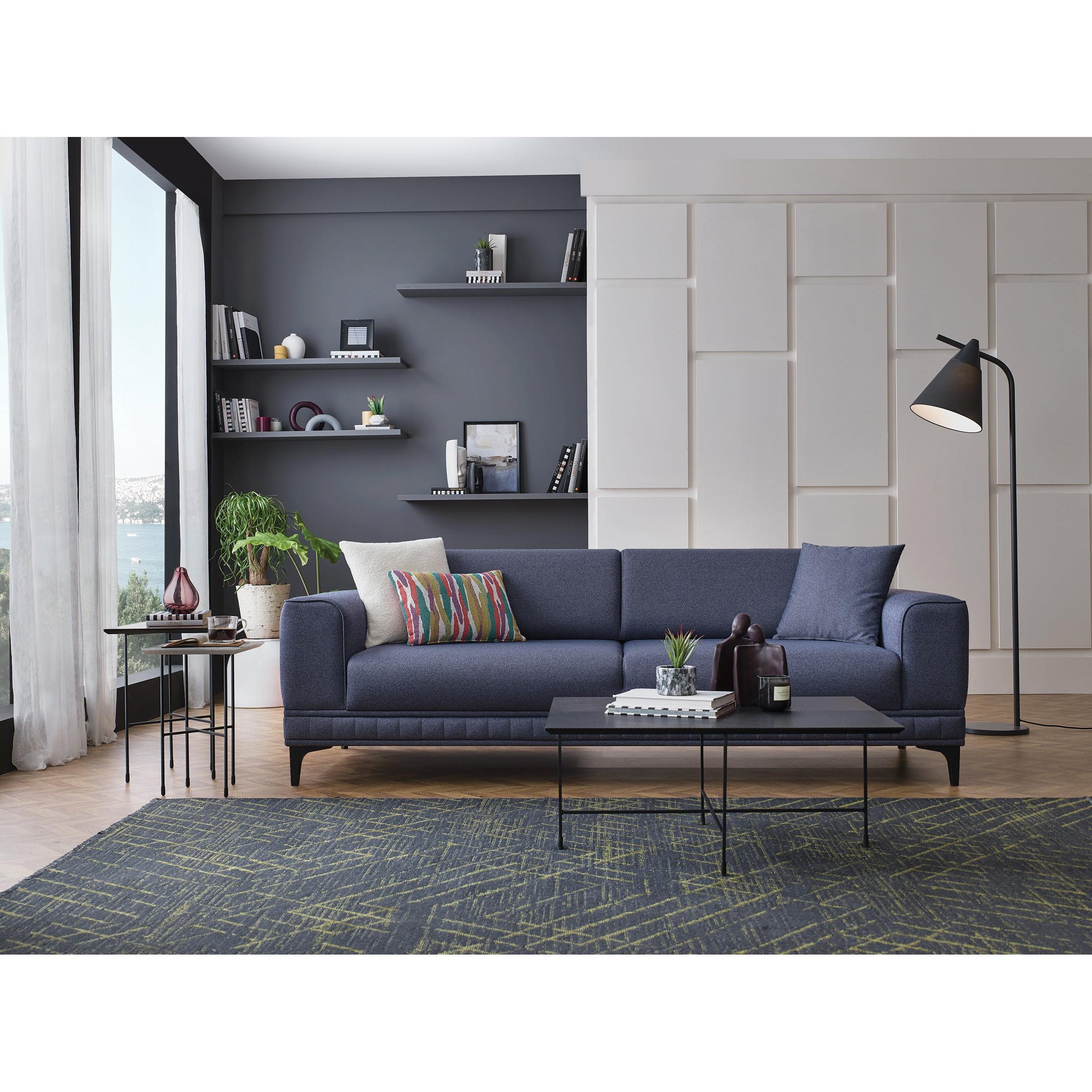 Enza Home Sleepers Sofabeds Pavia 3-Seater Sofa Bed with Storage - Navy Blue IMAGE 3