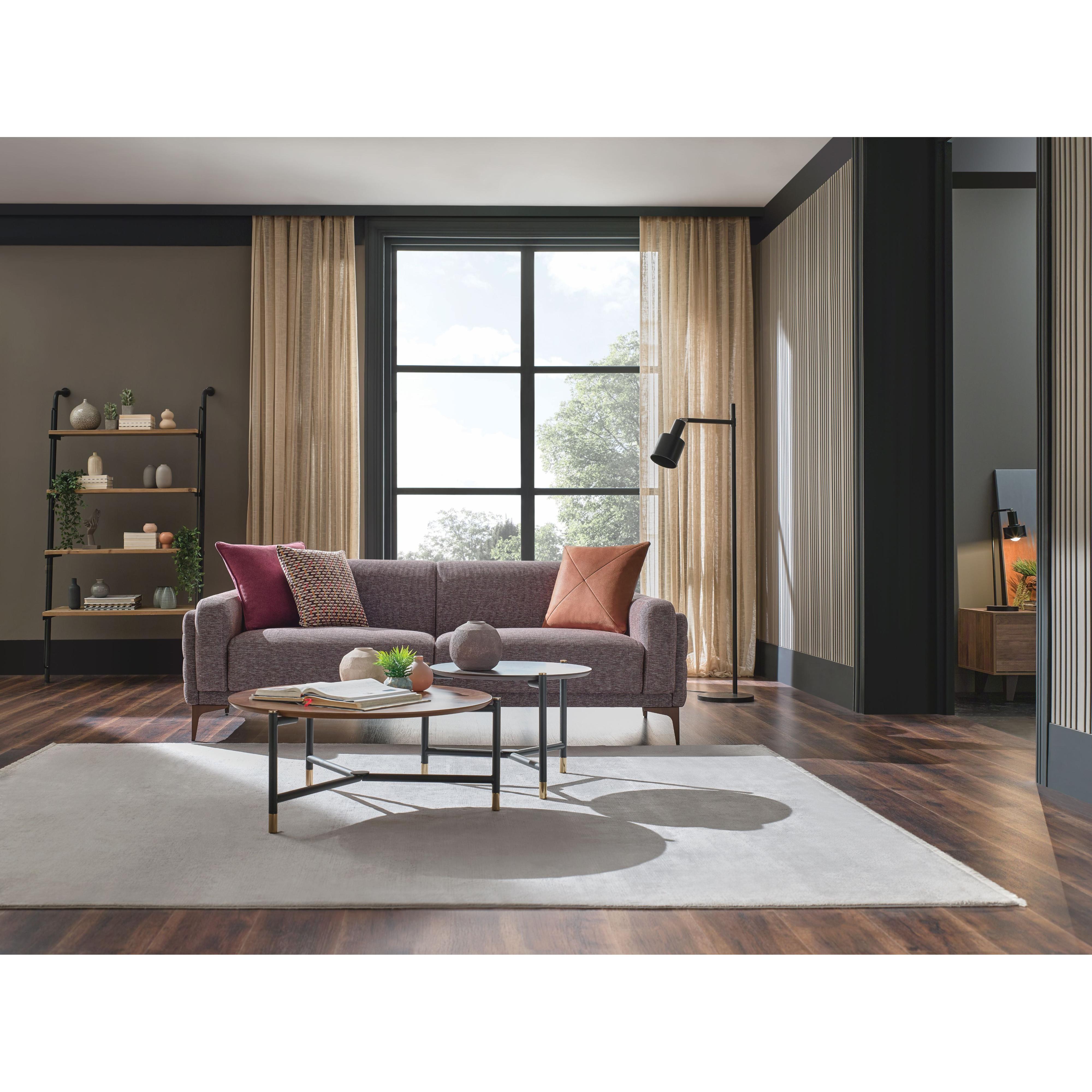 Enza Home Sofas Stationary Fortuna 2.5-Seater Sofa - Brown IMAGE 3