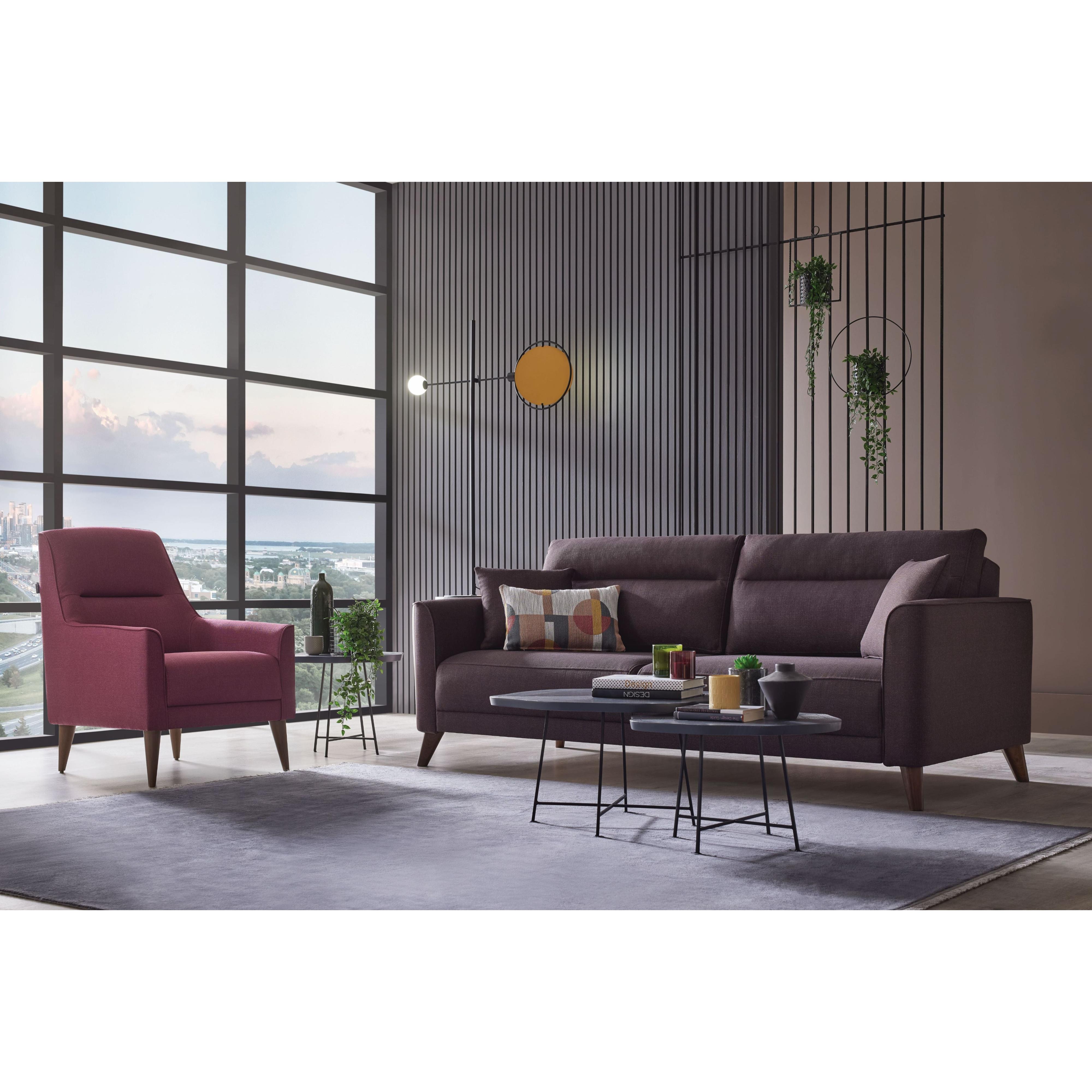 Enza Home Chairs Stationary Alto Armchair - Dark Pink IMAGE 4