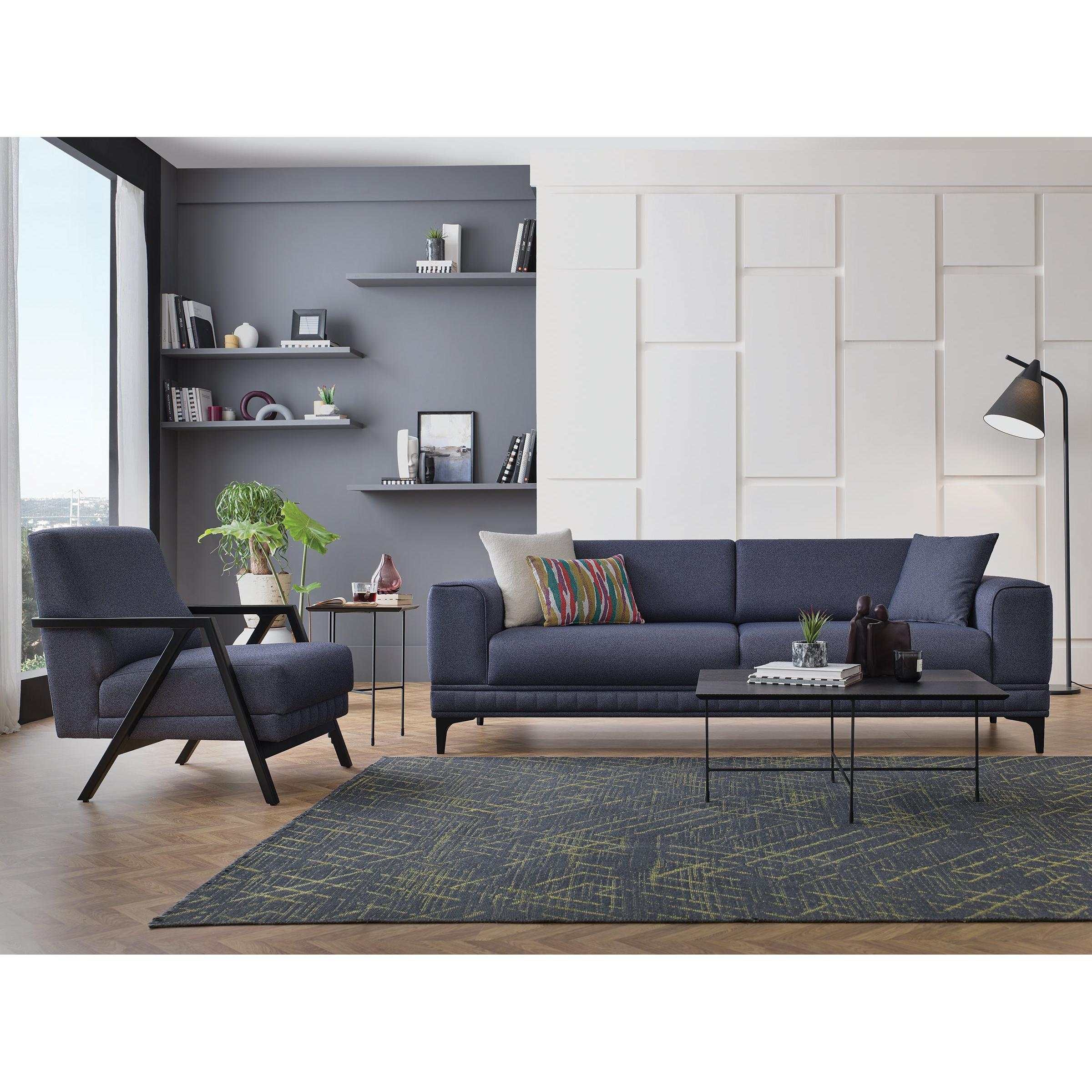 Enza Home Chairs Stationary Pavia Armchair - Navy Blue IMAGE 4