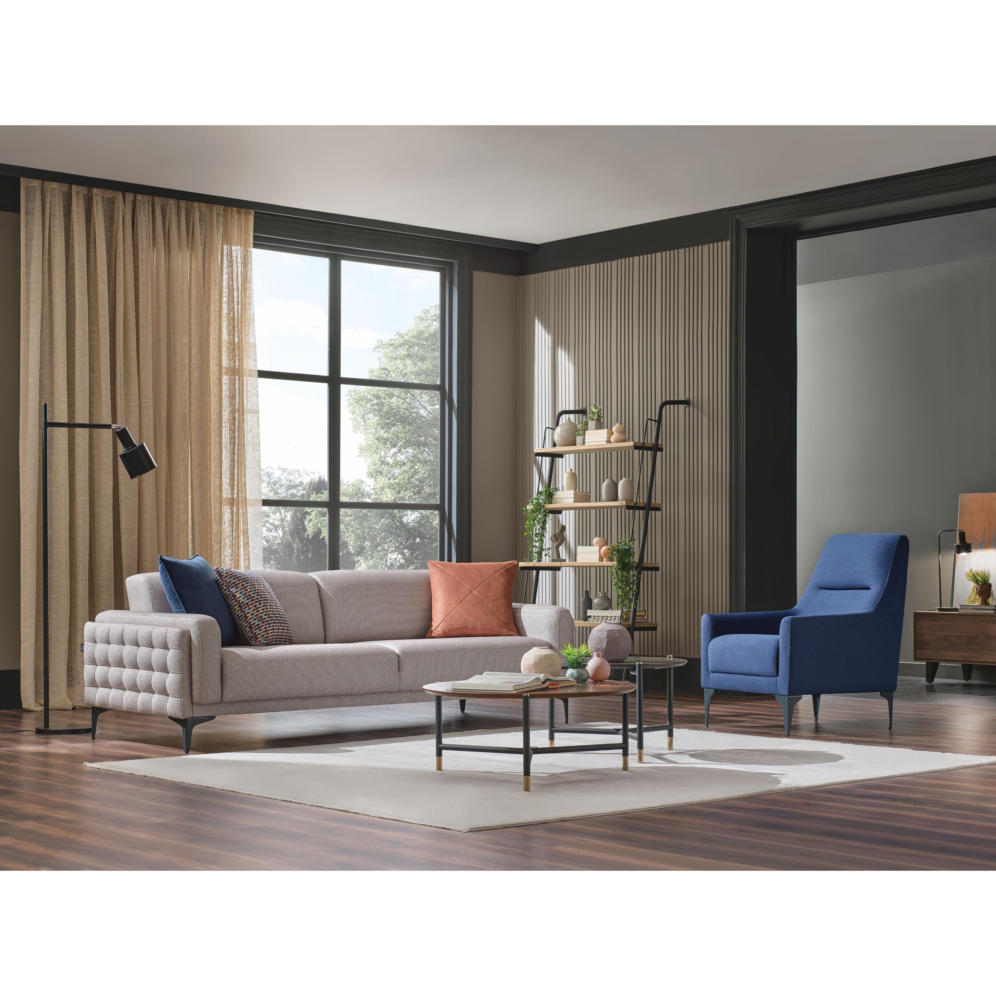 Enza Home Chairs Stationary Dorian Armchair - Blue IMAGE 3