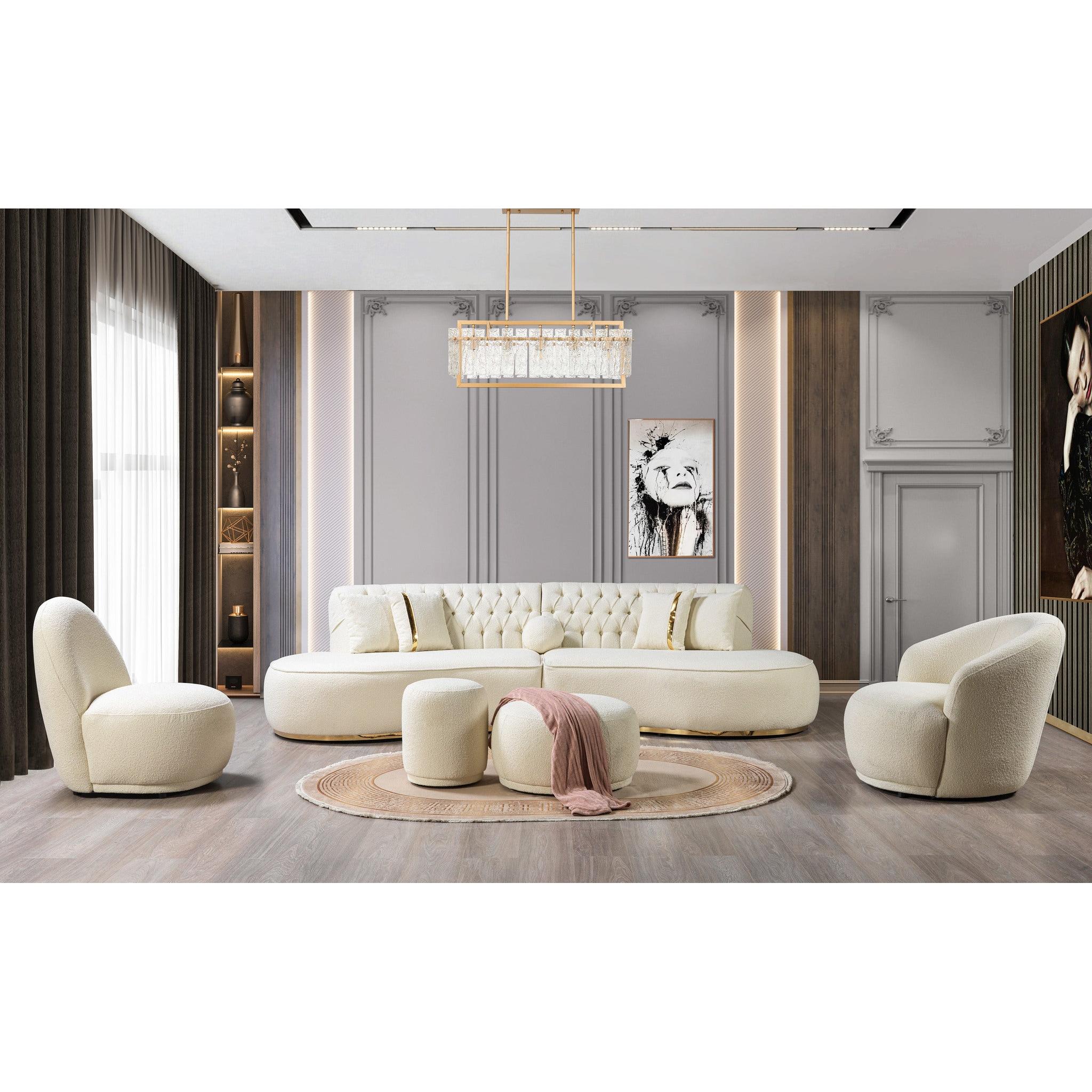 Nova Wholesale Furniture Ottomans Ottomans CLOEIVORY-OTT IMAGE 2