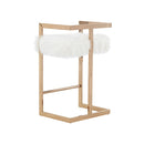 Modrest Halifax -Modern White Faux Fur and Rosegold Counter Stool
