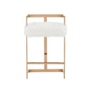 Modrest Halifax -Modern White Faux Fur and Rosegold Counter Stool