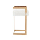 Modrest Halifax -Modern White Faux Fur and Rosegold Counter Stool