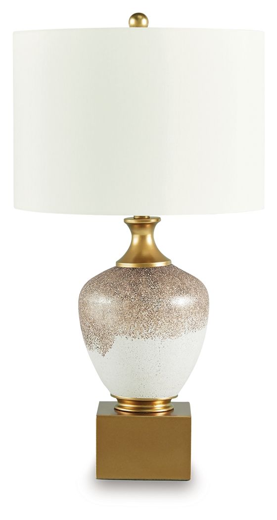Tavisburg - Glass Table Lamp - Brown / White / Gold