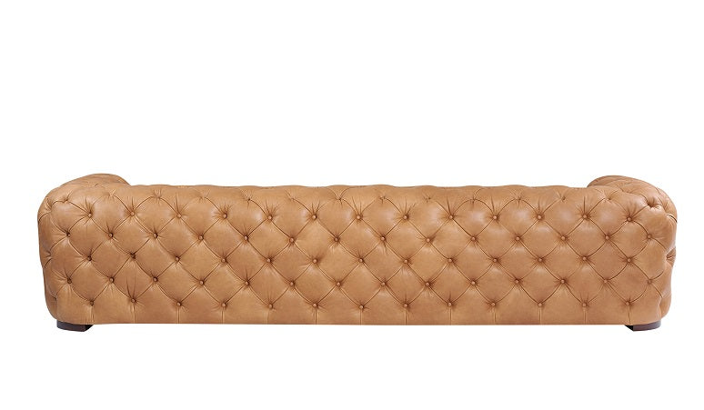 Divani Casa Dexter - Transitional Camel Full Italian Leather Tufted Sofa
