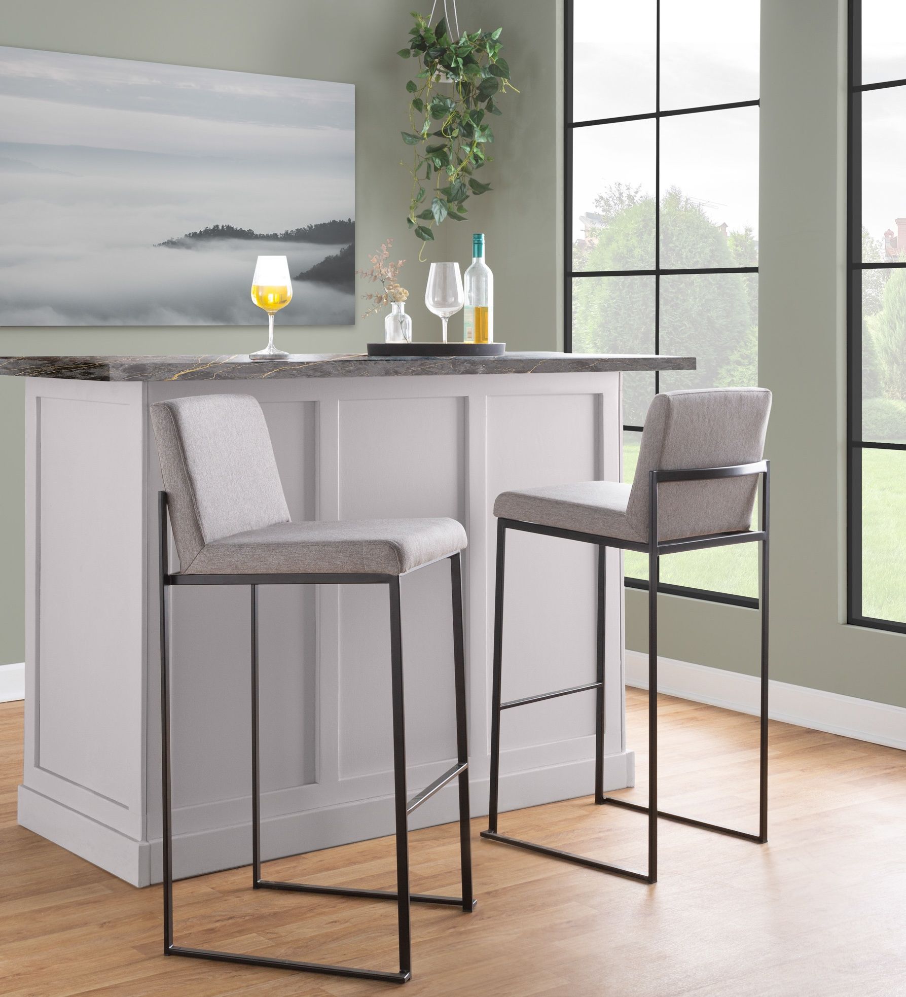 Fuji - Contemporary High Back Barstool Elegant Design