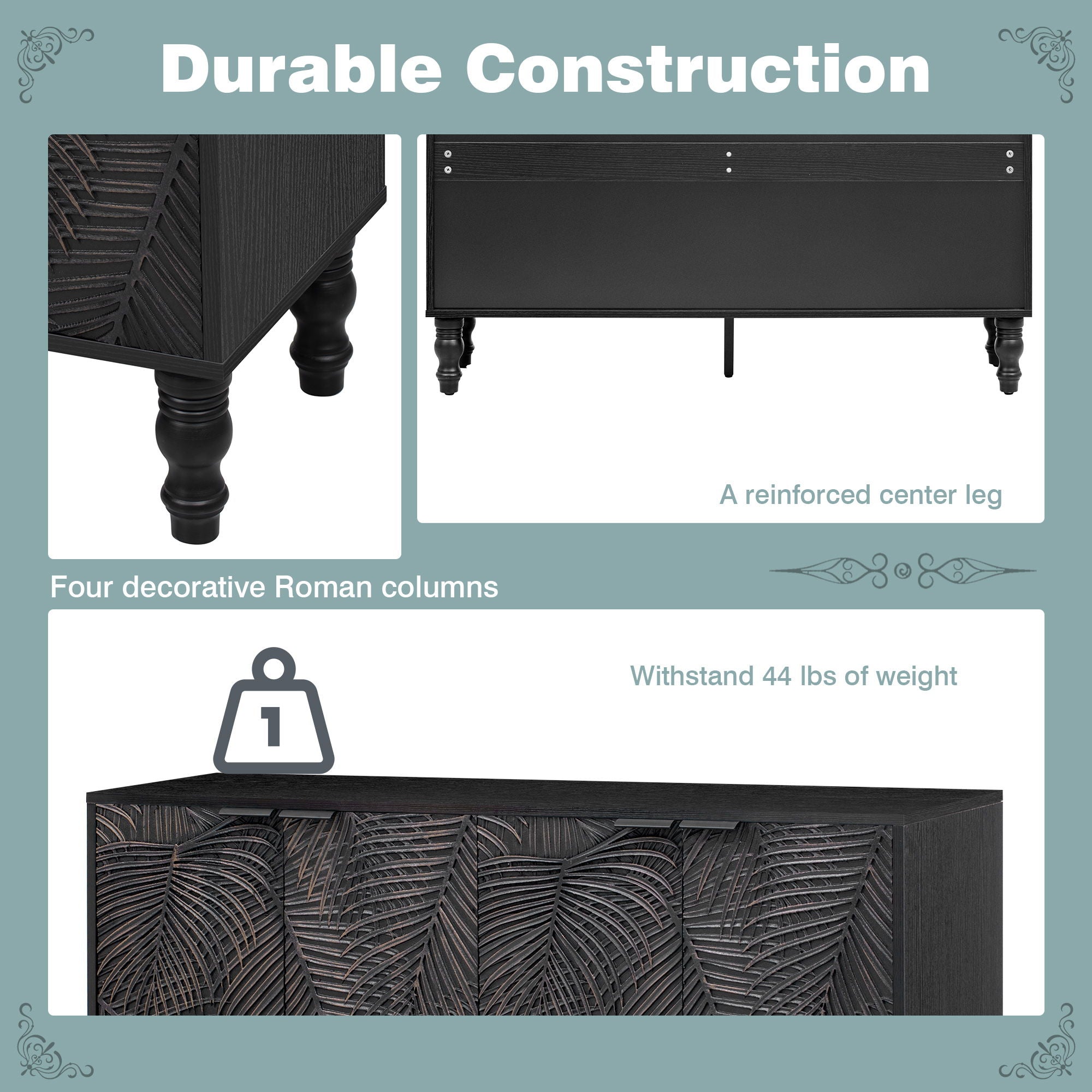 Modern TV Stand With 2 Spacious Storage Space And Anti-Tip Device