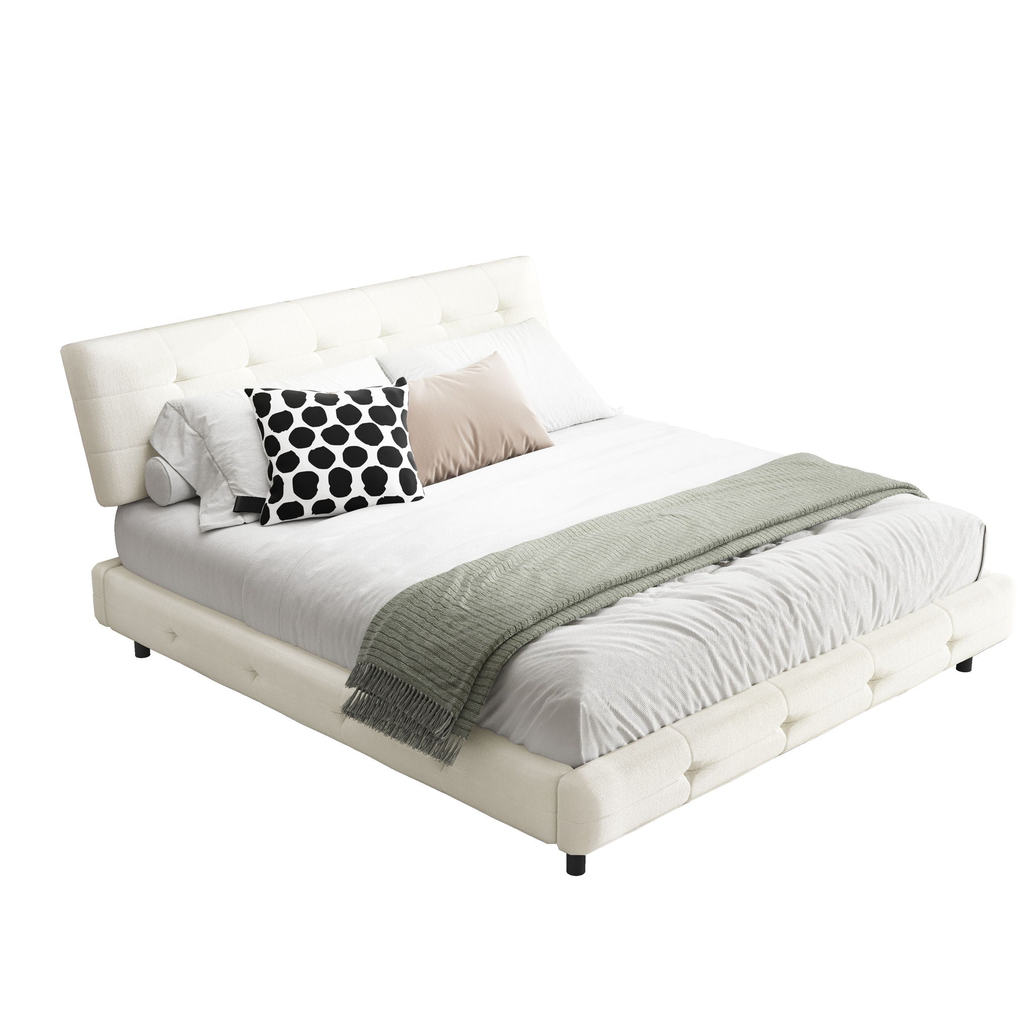 Tufted Headboard With Extra-Large Ultra-Soft Cloud Pillow Design