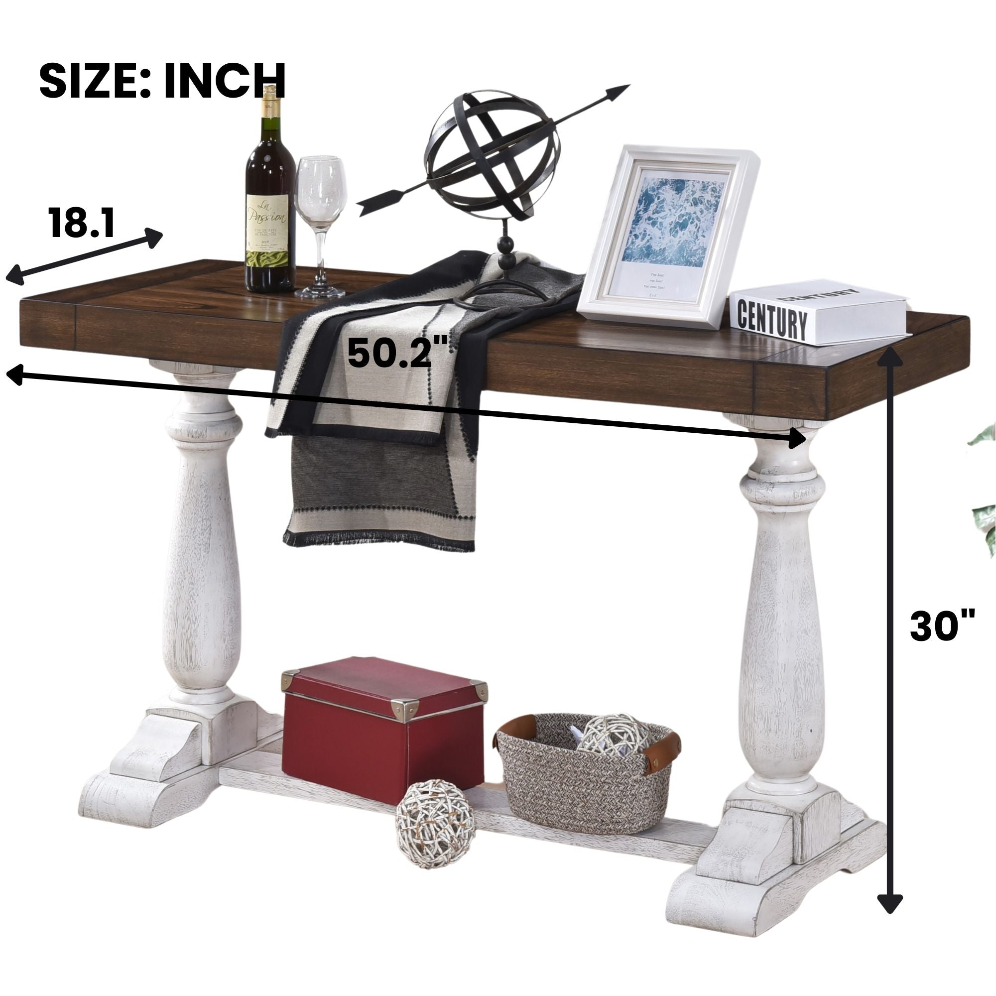 Farmhouse Retro Design Pedestal Sofa Tabe