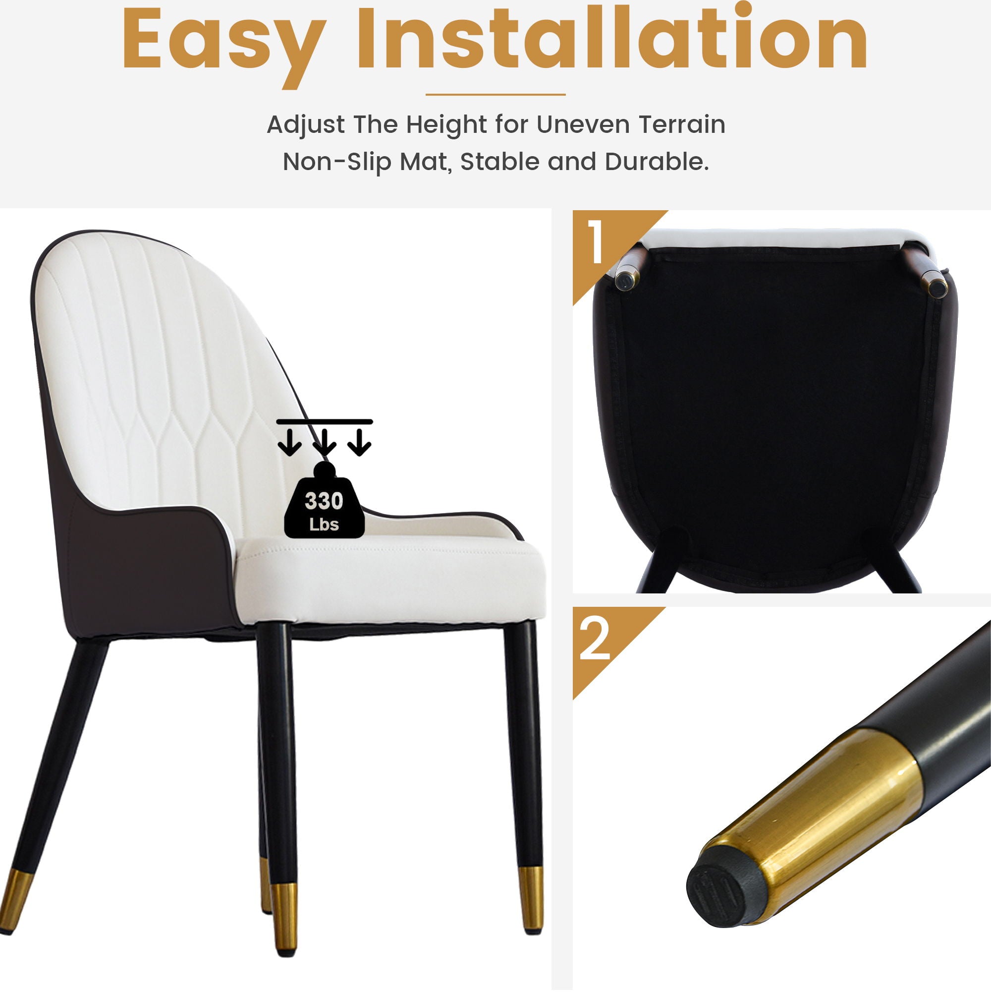 Modern Sponge-Filled Dining Chair, Solid Wood Metal Legs, Suitable For Restaurants, Living Rooms And Rooms (Set of 2)