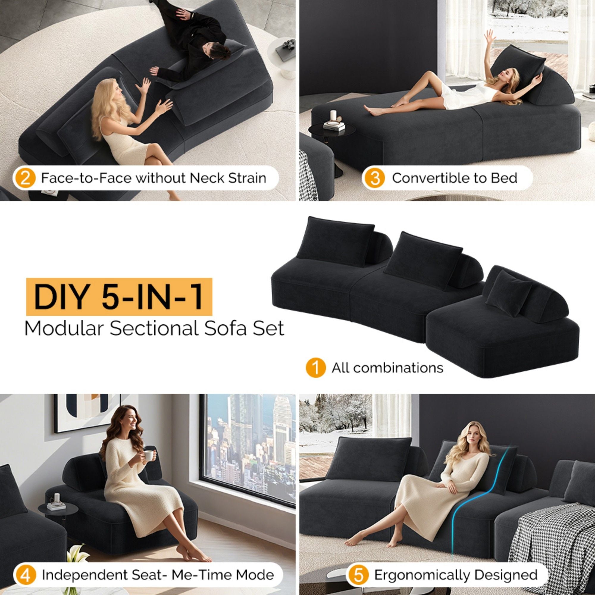 Modern Luxury Oversized Modular Sectional Sofa Set