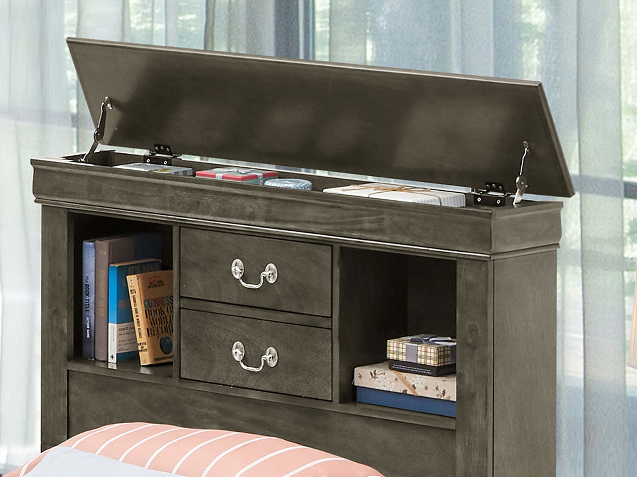 Traditional Style Bookcase Storage Bed