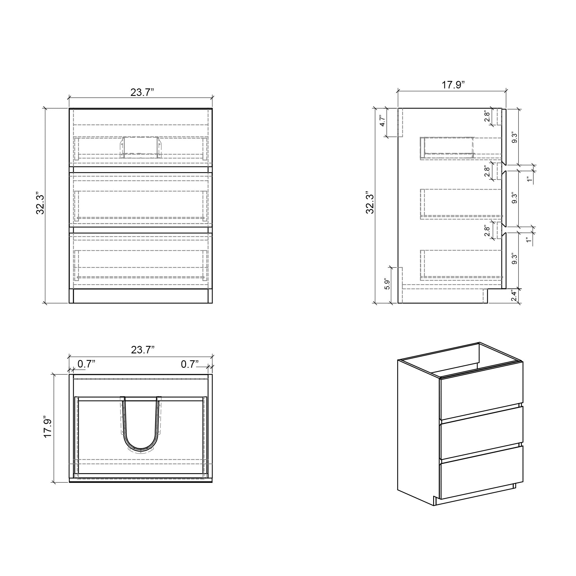 Alice - Bathroom Vanity With Sink, Large Storage Freestanding