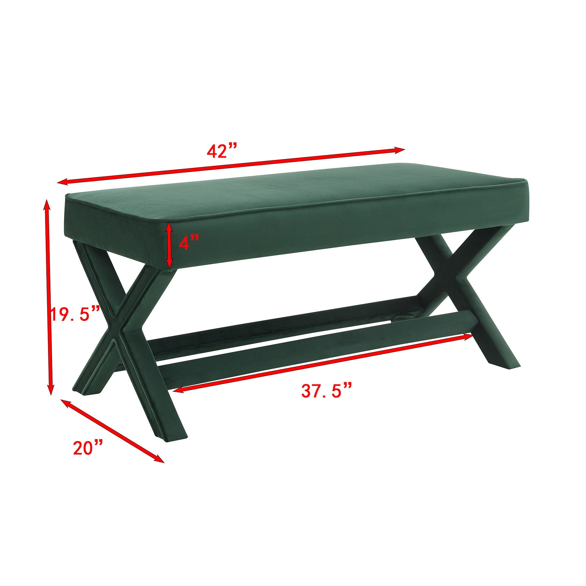 Comfort Double Bench Upholstered With X Crossed Legs