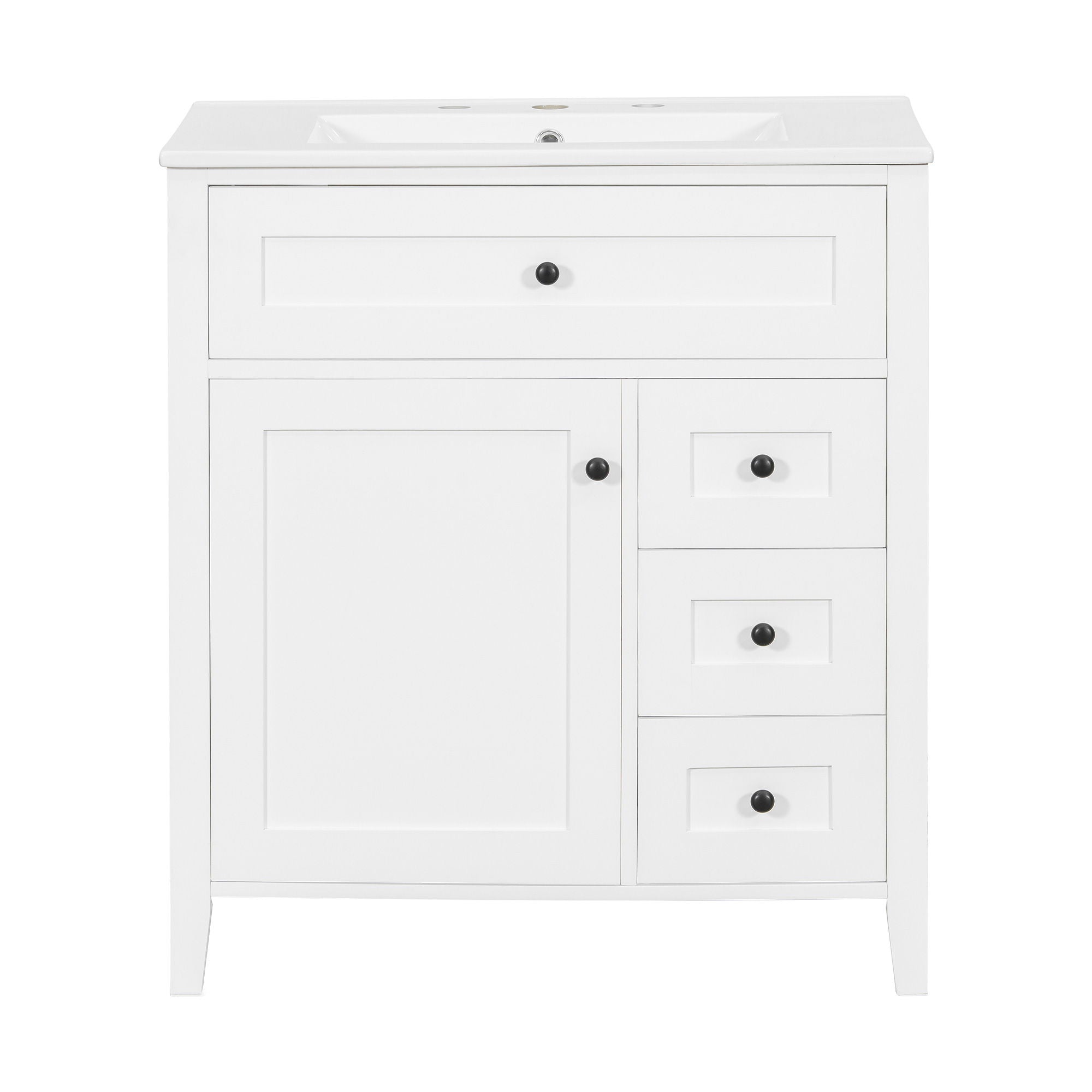 Bathroom Vanity With Sink, 3 Drawers And Adjustable Shelf