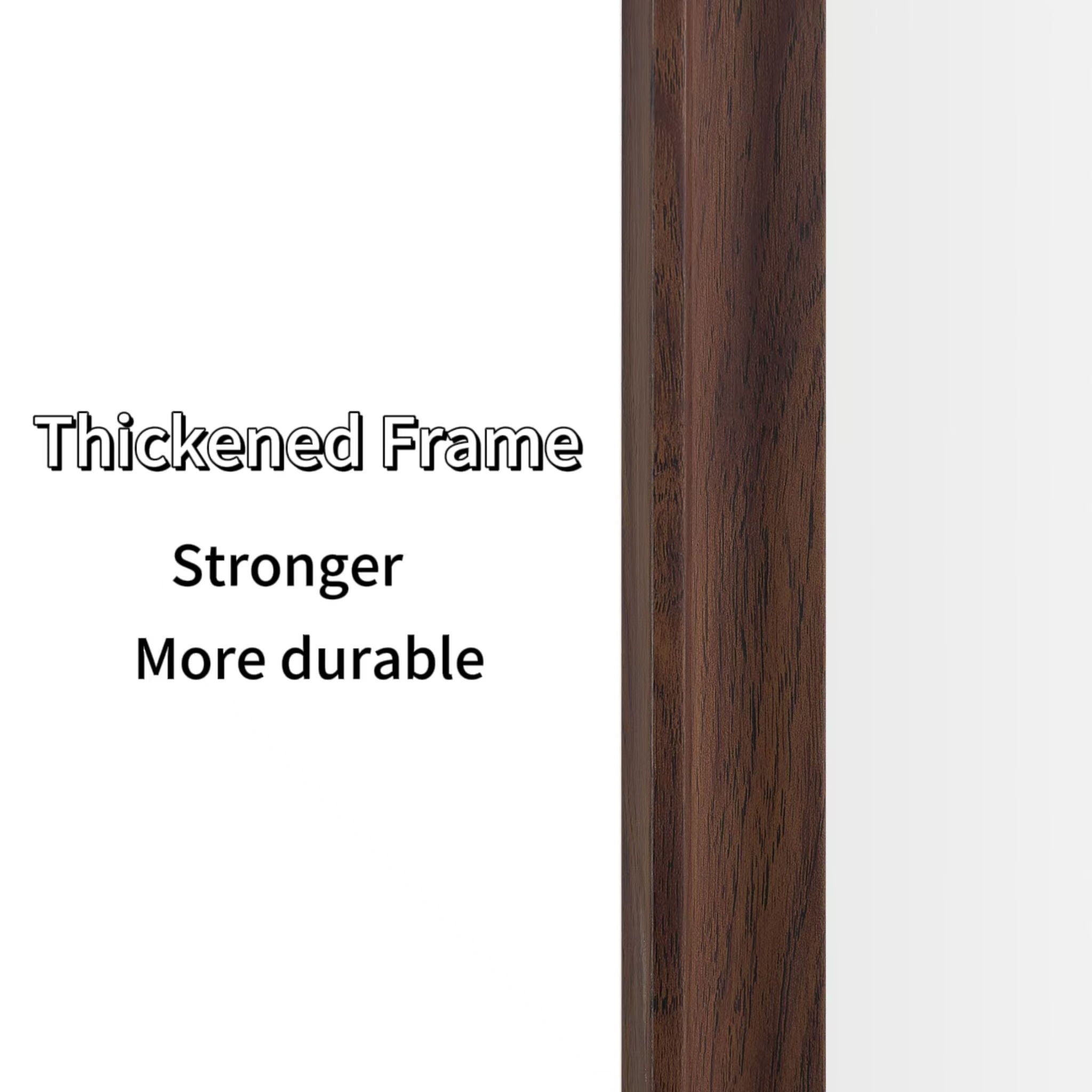 Vintage Full Length Mirror Wall Mounted With Faux Wooden Frame - Brown