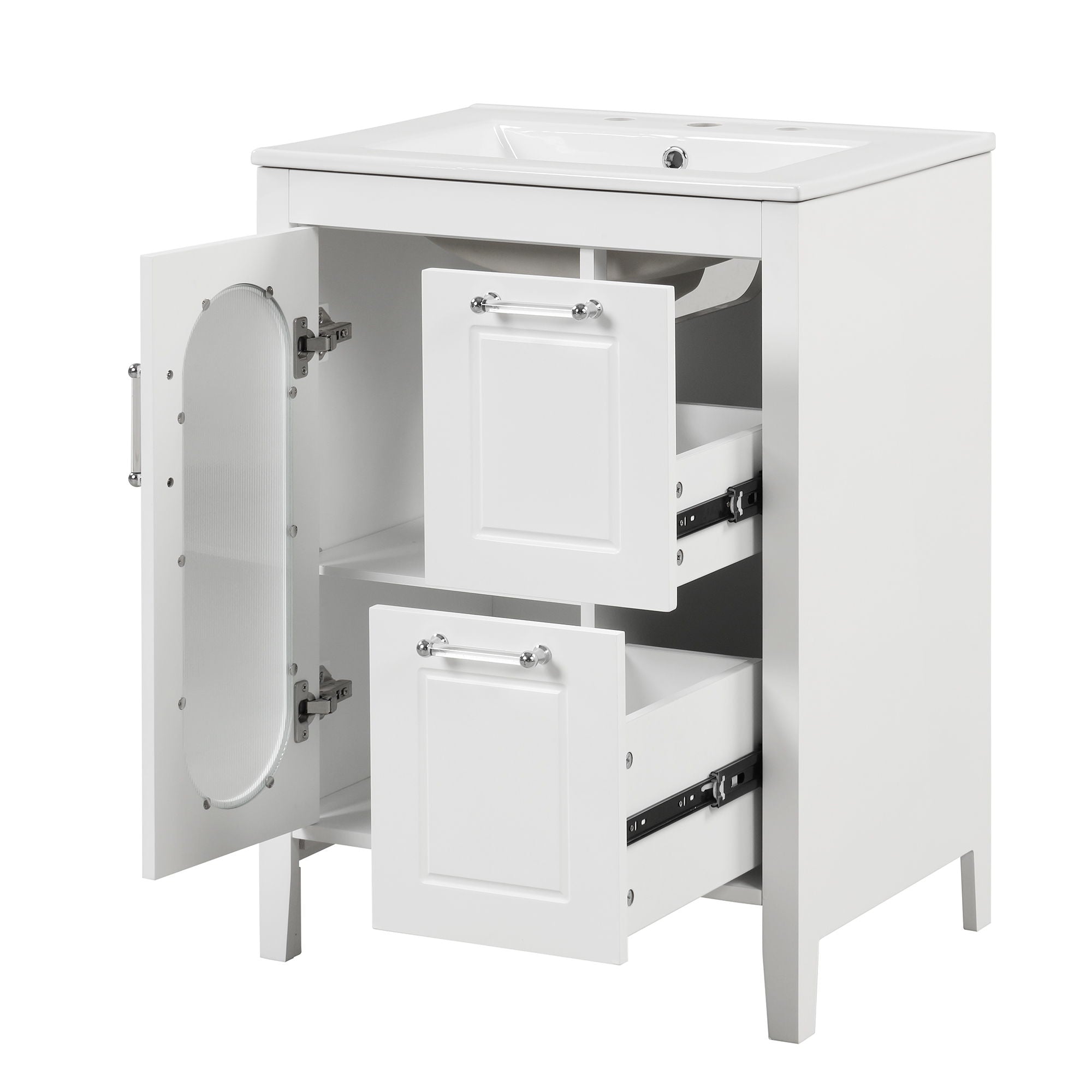 Modern Bathroom Vanity With Sink, Cabinet With 2 Drawers And Door, Adjustable Shelf