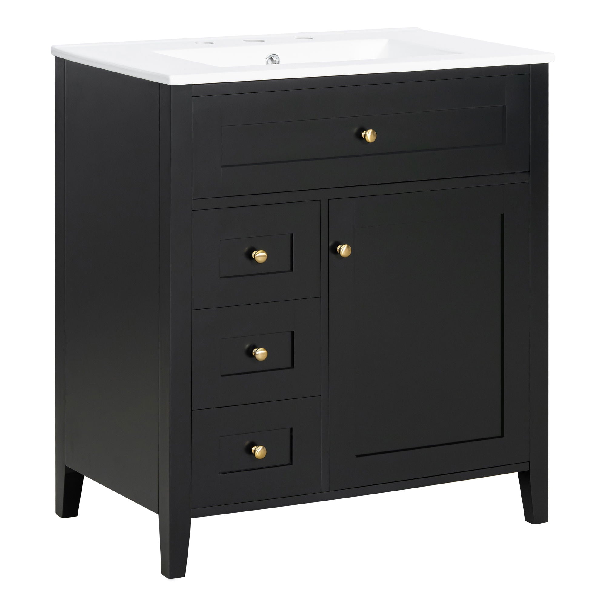 Modern Bathroom Vanity With Sink, 3 Drawers And Adjustable Shelf