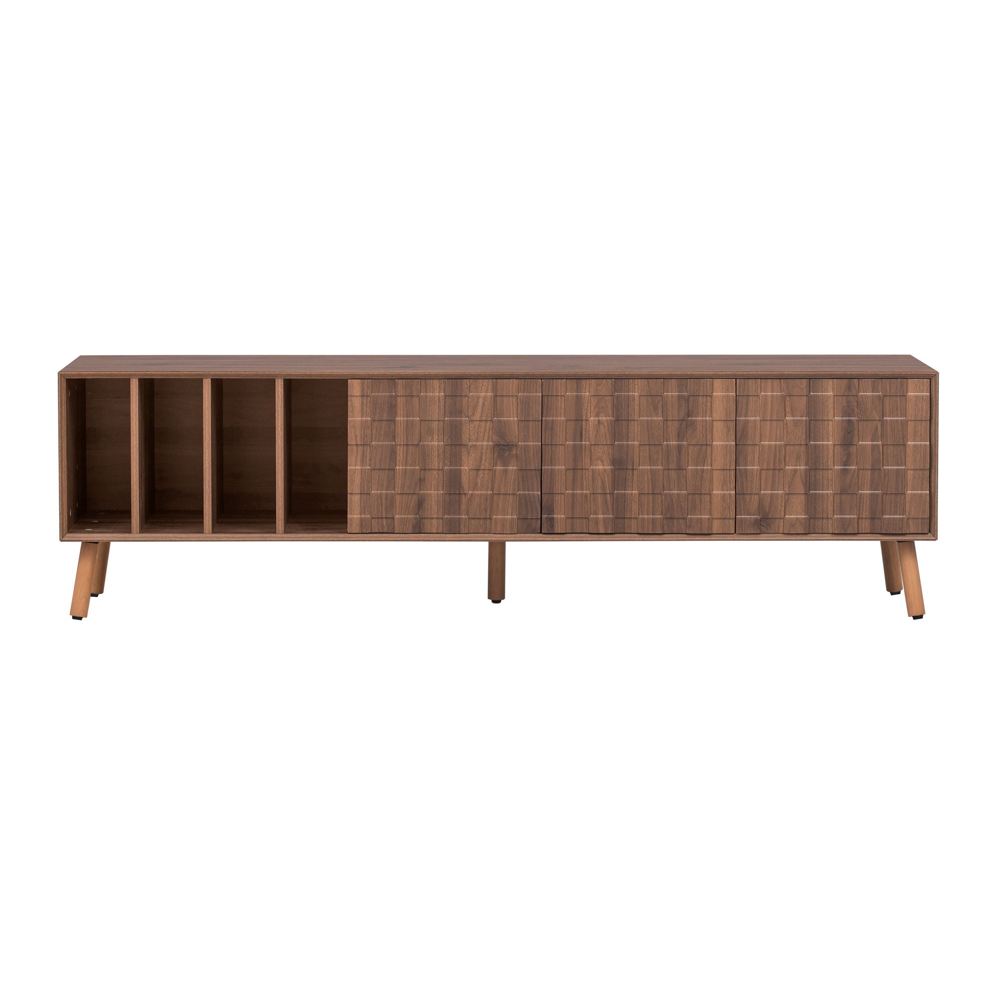 TV Stand, Cabinet For Living Room, Fits TVs Up To 80" - Walnut