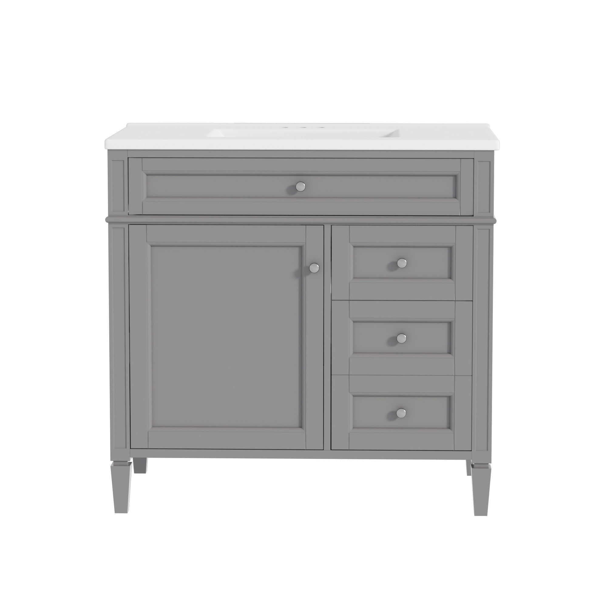 Bathroom Vanity With Top Sink, 2 Drawers, Tip Out Drawer