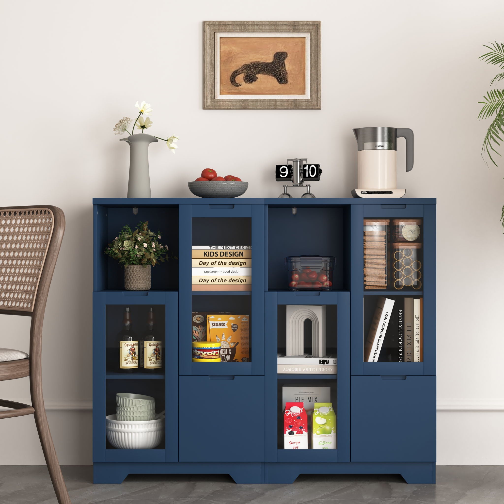 Modern Cabinet With Glass Doors And Drawer