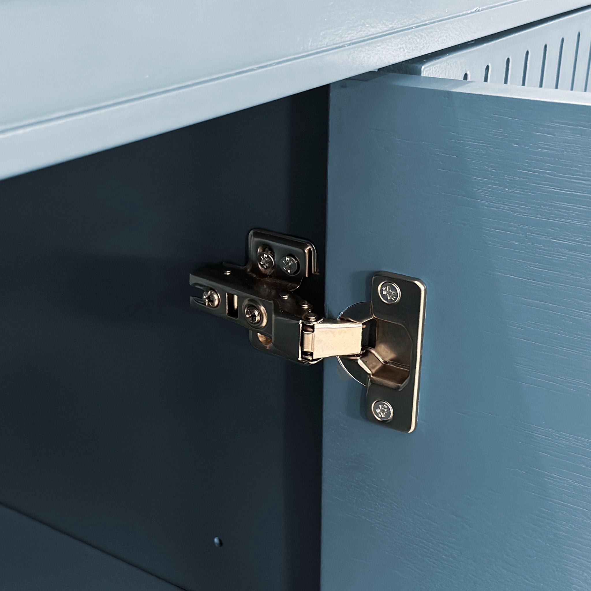 4 Door Cabinet, Large Storage For Living Room - Blue