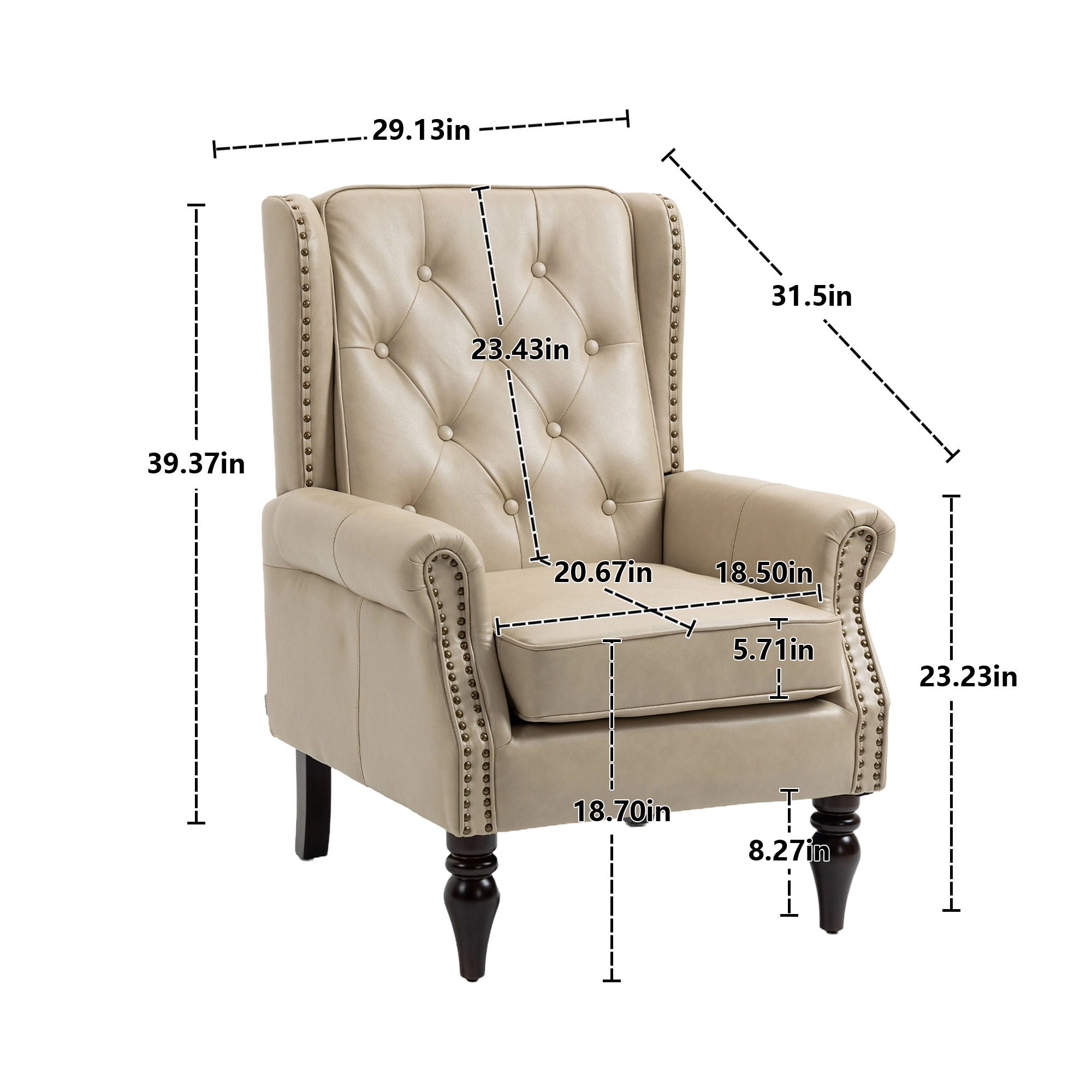 Modern Accent Armchair With Sturdy Wood Legs