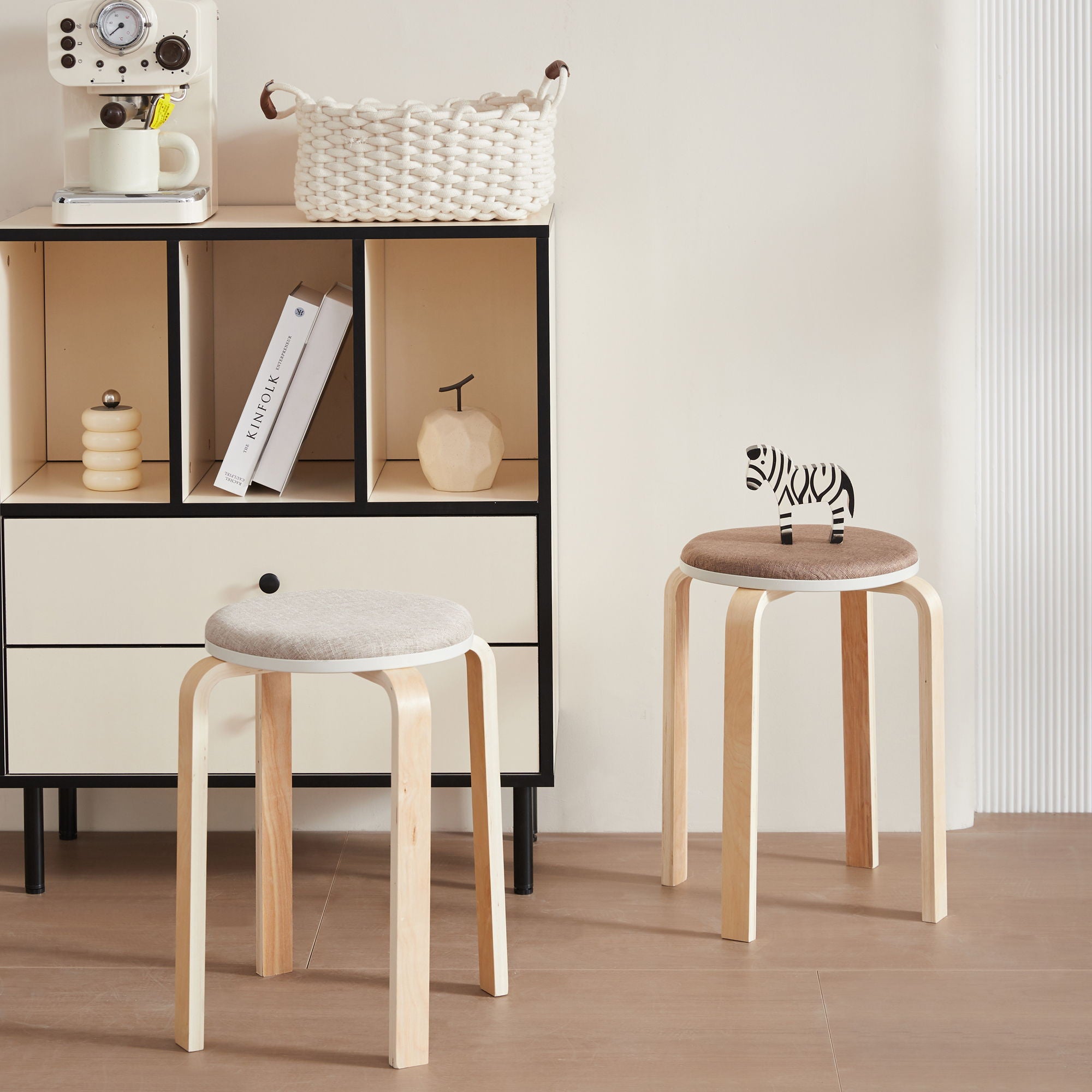 Stackable Round Backless Stools (Set of 4)