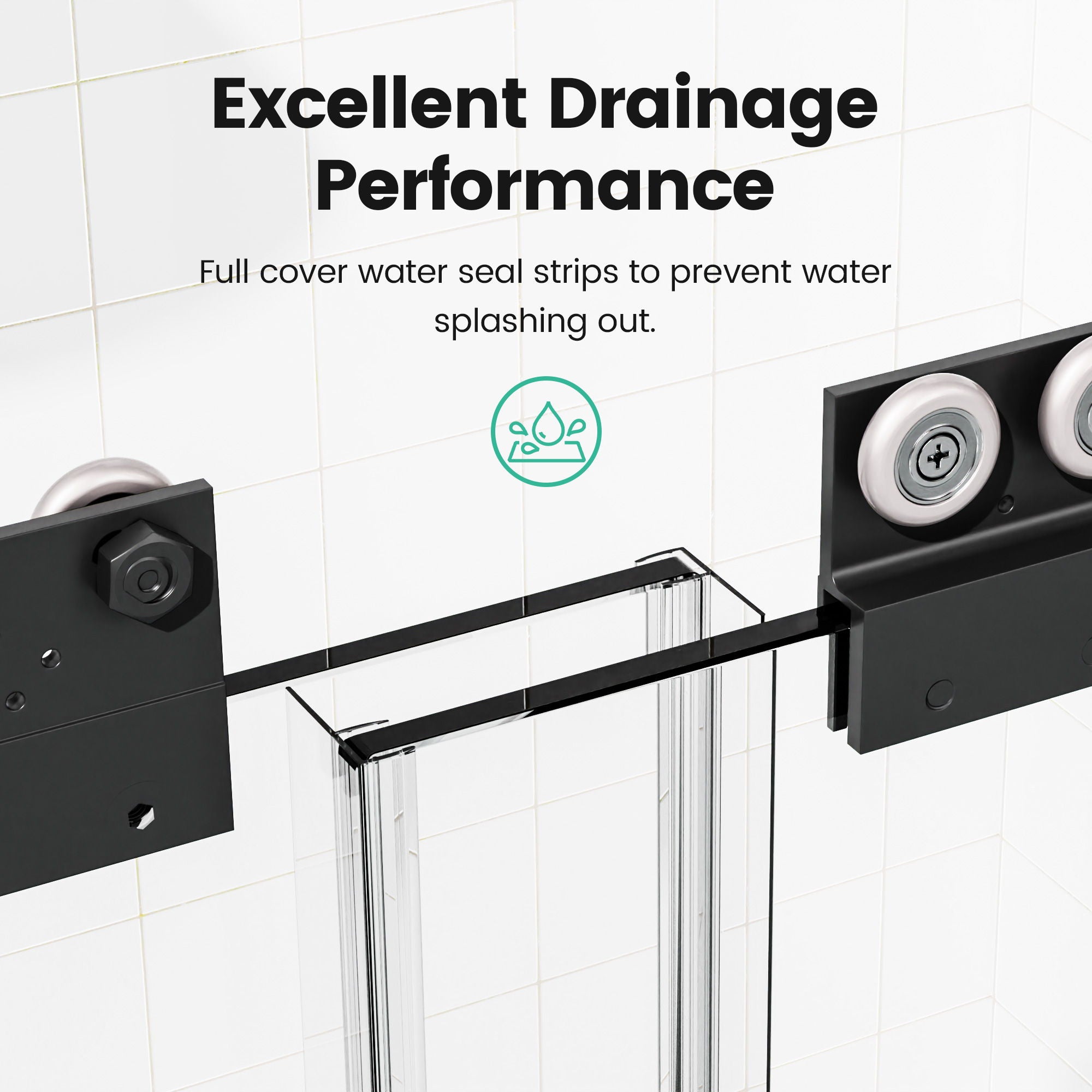 Semi Frameless Double Sliding Shower Door With Tempered Glass