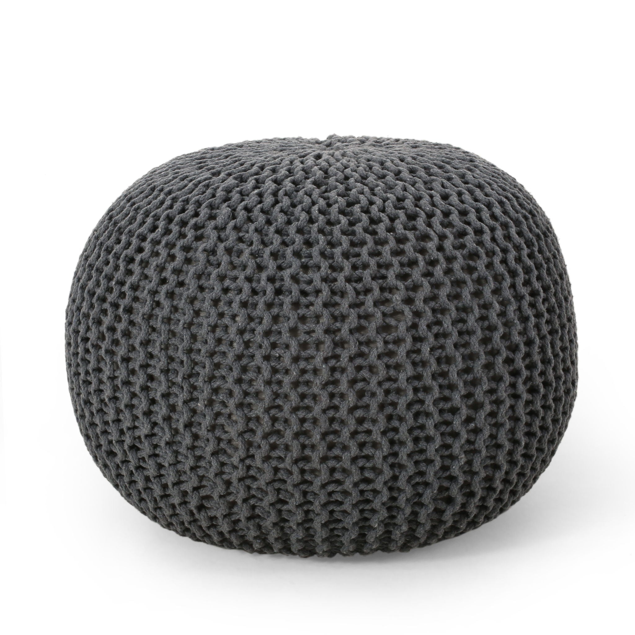Bordeaux - Knitted Round Pouf, Versatile Ottoman And Floor Cushion