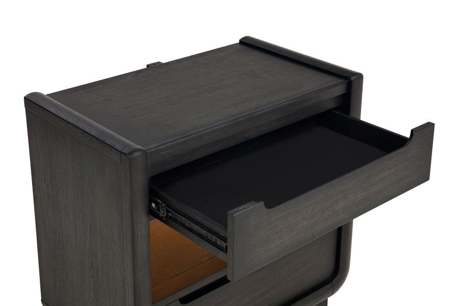 Leandro - 2-Drawer LED Nightstand With USB - Burnished Black