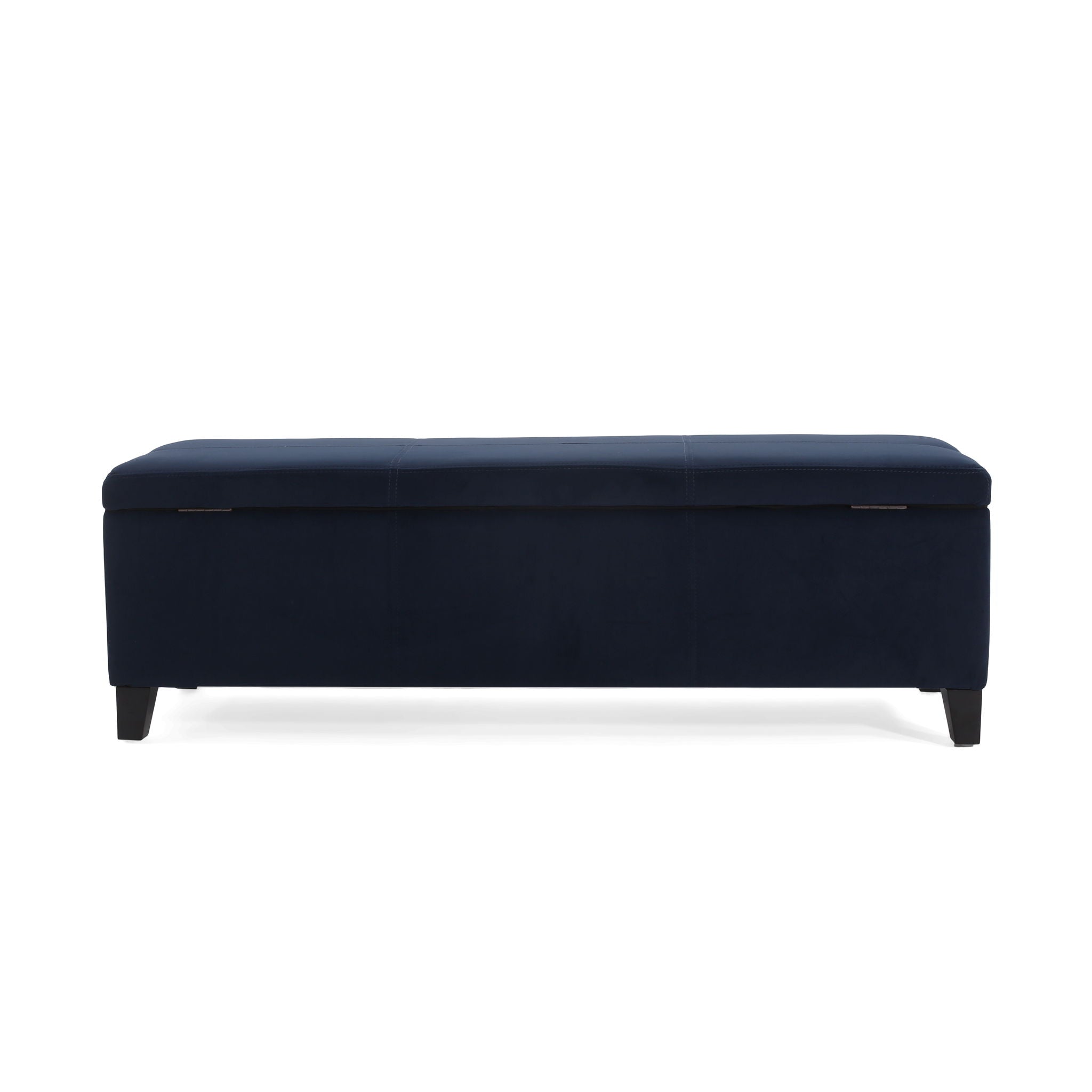 Velvet Storage Bench, Upholstered End Of Bed, Storage Ottoman Benches, Fabric Ottoman Bench With Large Storage Space For Living Room Entryway Bedroom - Dark Blue