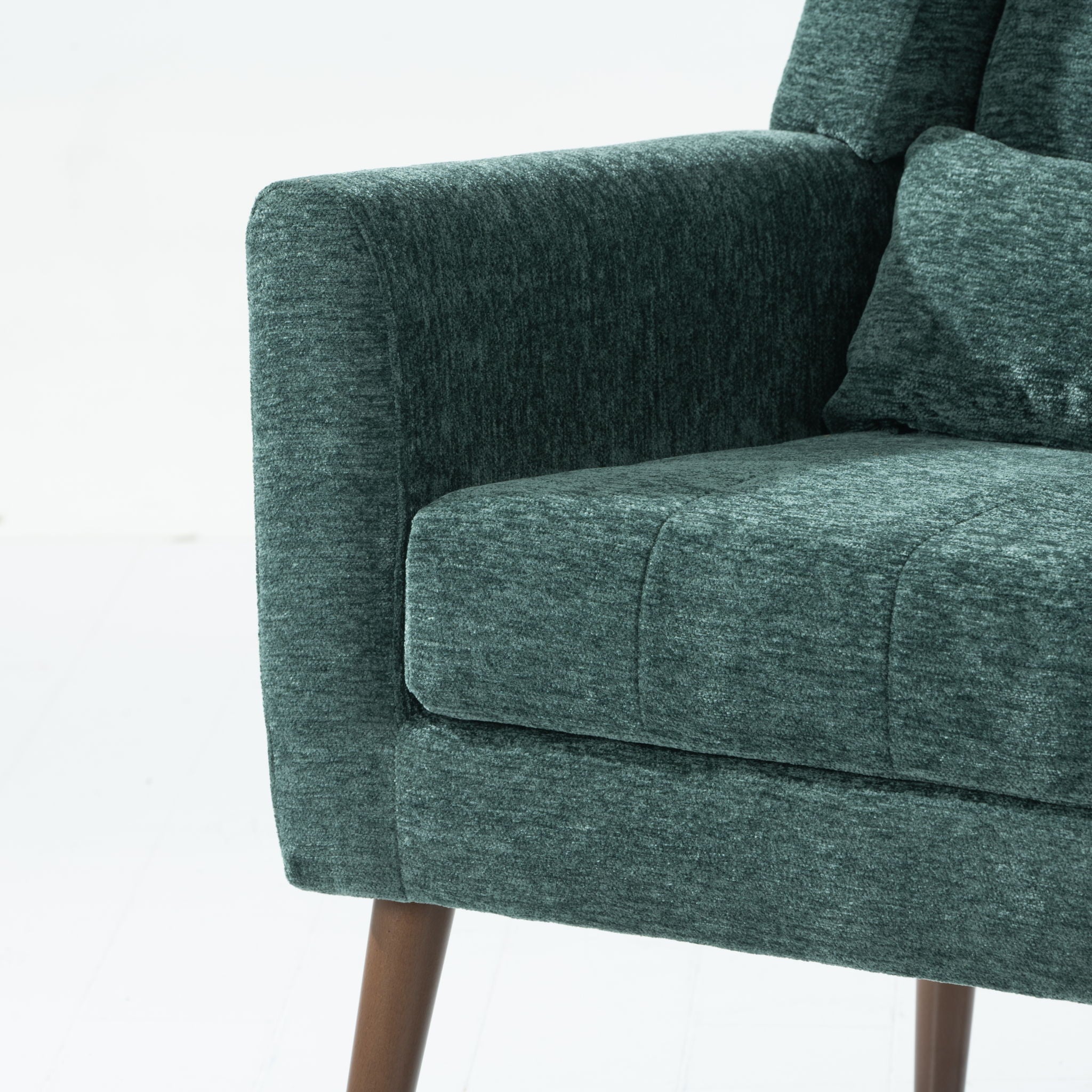 Modern Accent Chair, Arm Chairs For Living Room, Upholstered Mordern Armchair, Comfy Soft Padded Lounge Chair In Small Space, Bedroom, With Pillow, Solid Wood Leg
