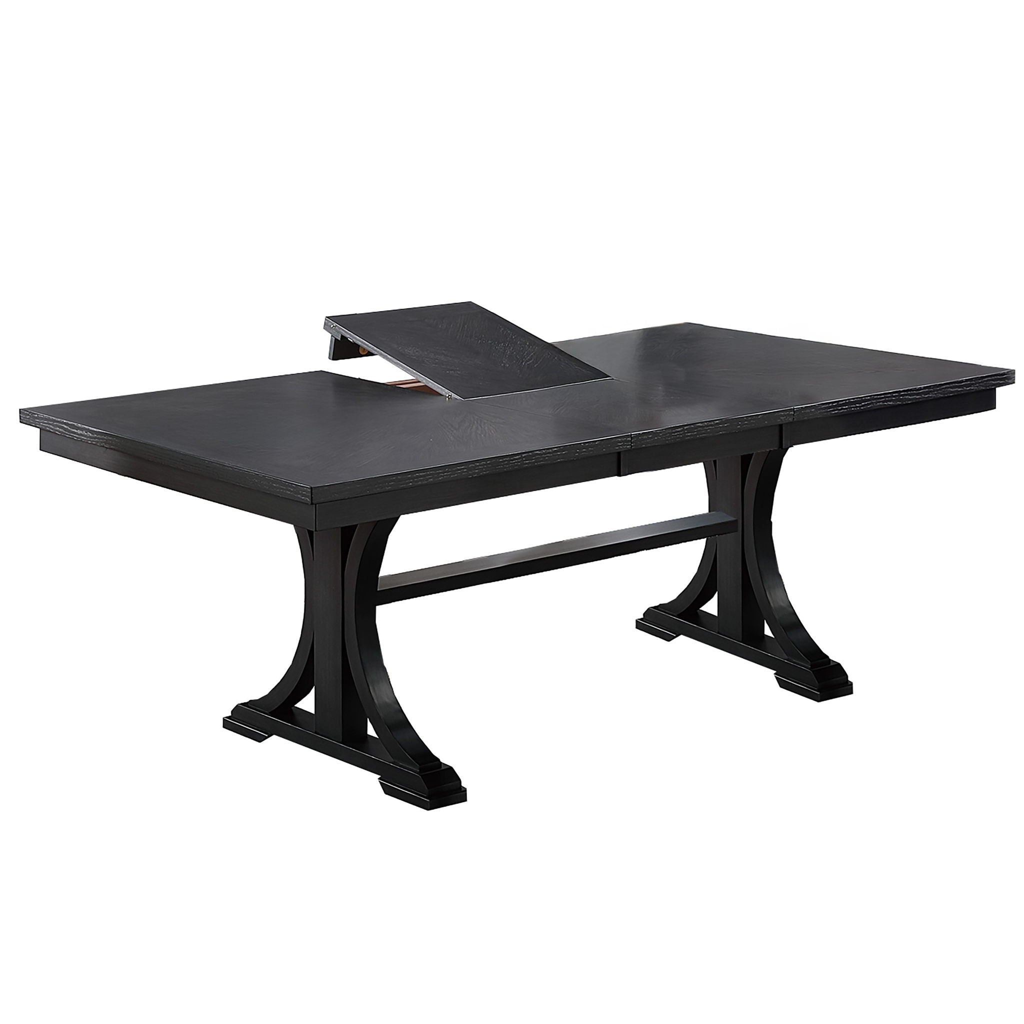 7 Piece Dining Set, Table And 6 Side Chairs, Table With Trestle Base - Black / Charcoal / White
