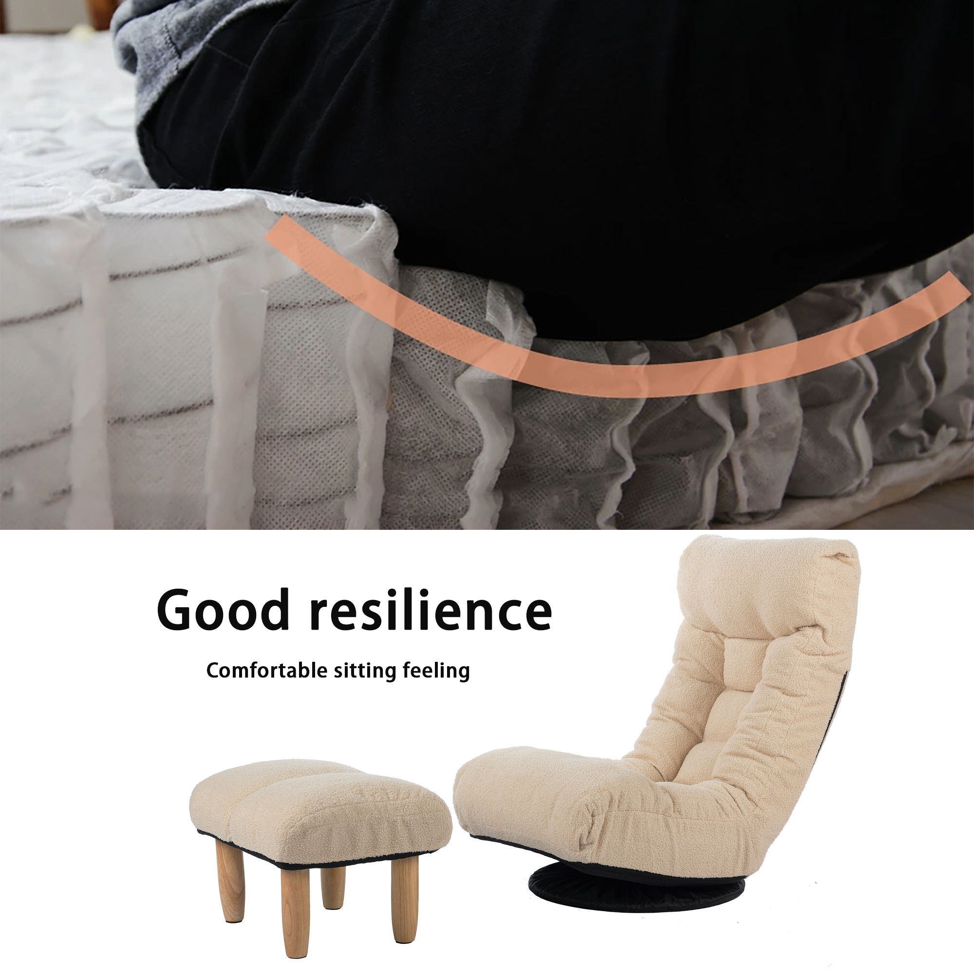 Adjustable Japanese Reclining Floor Chair Sofa With Metal Frame For Living Room