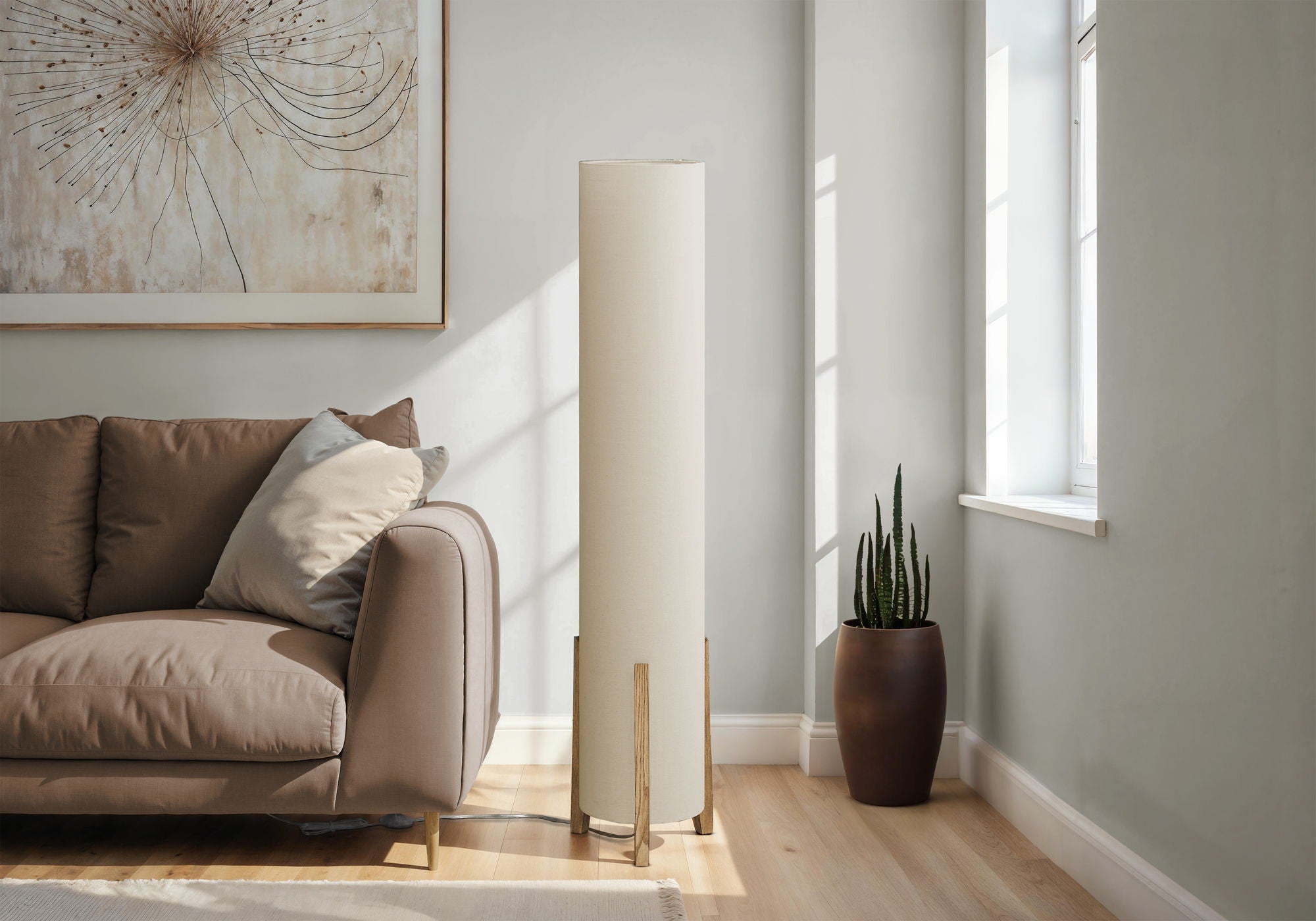 Lighting, Floor Lamp, Wood Look, Contemporary - Brown