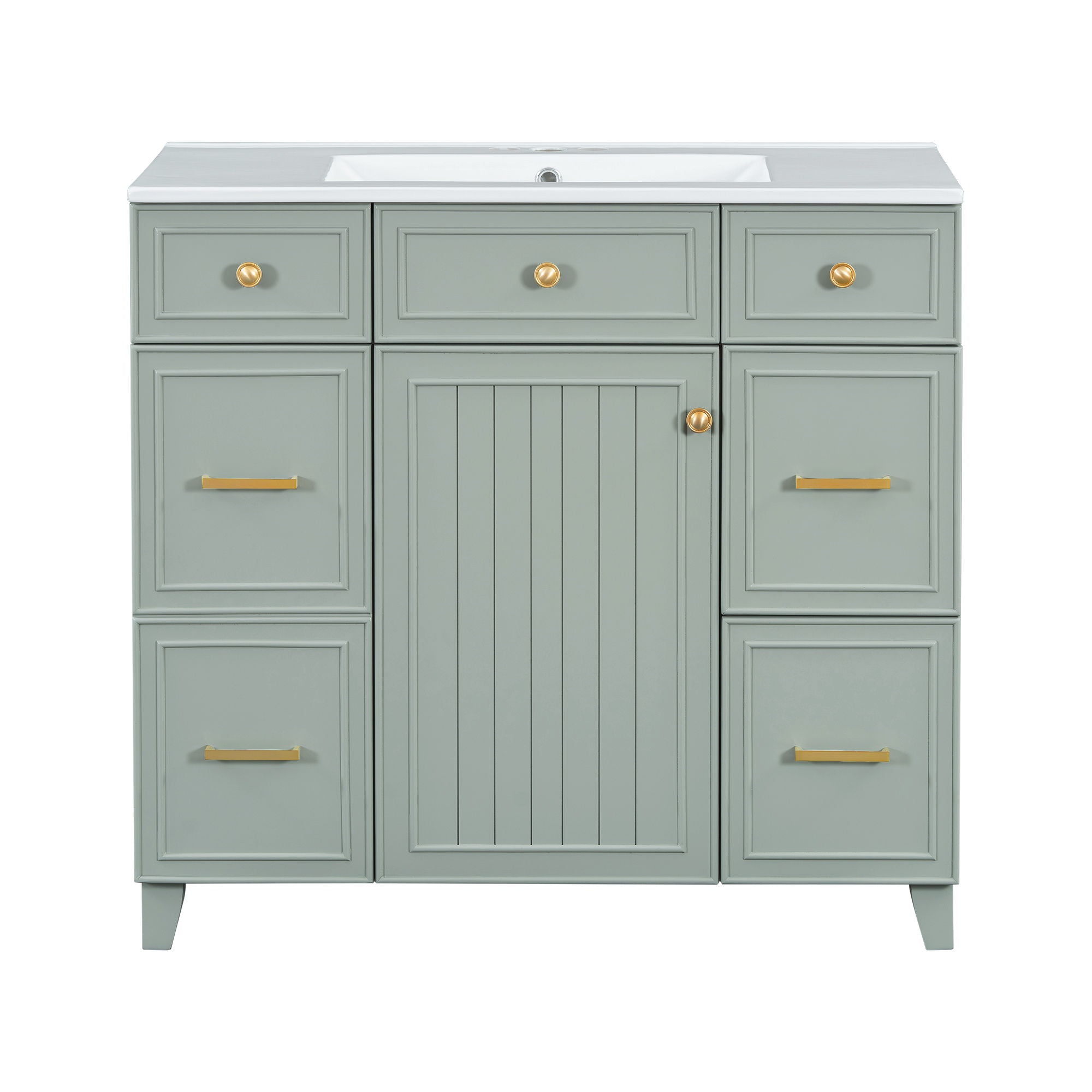 Bathroom Vanity With Ceramic Sink, Soft Close Doors, Adjustable Shelves