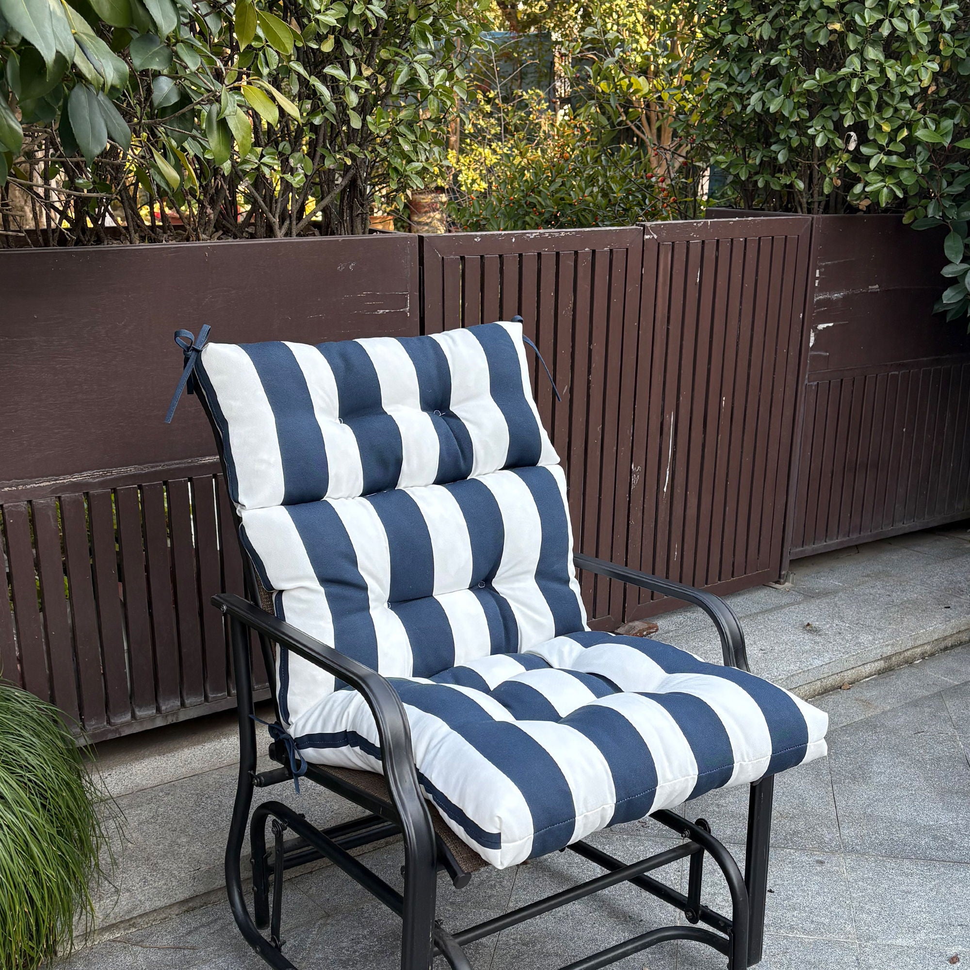 2 Piece High Back Patio Chair Cushion Set, Tufted Adirondack And Rocking Chair Cushions