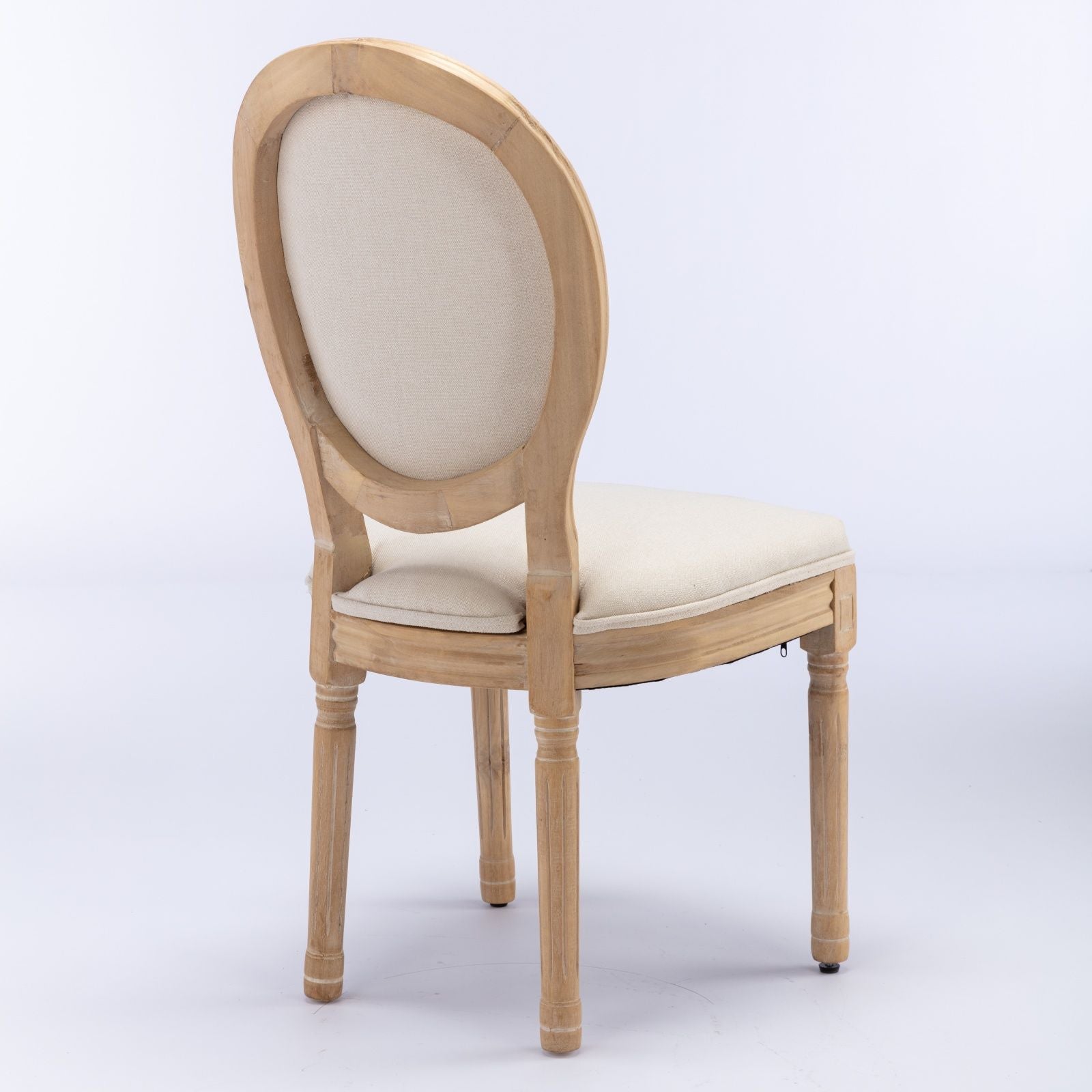 French Style Solid Wood Frame Antique Painting Fabric Back Dining Chair (Set of 2)
