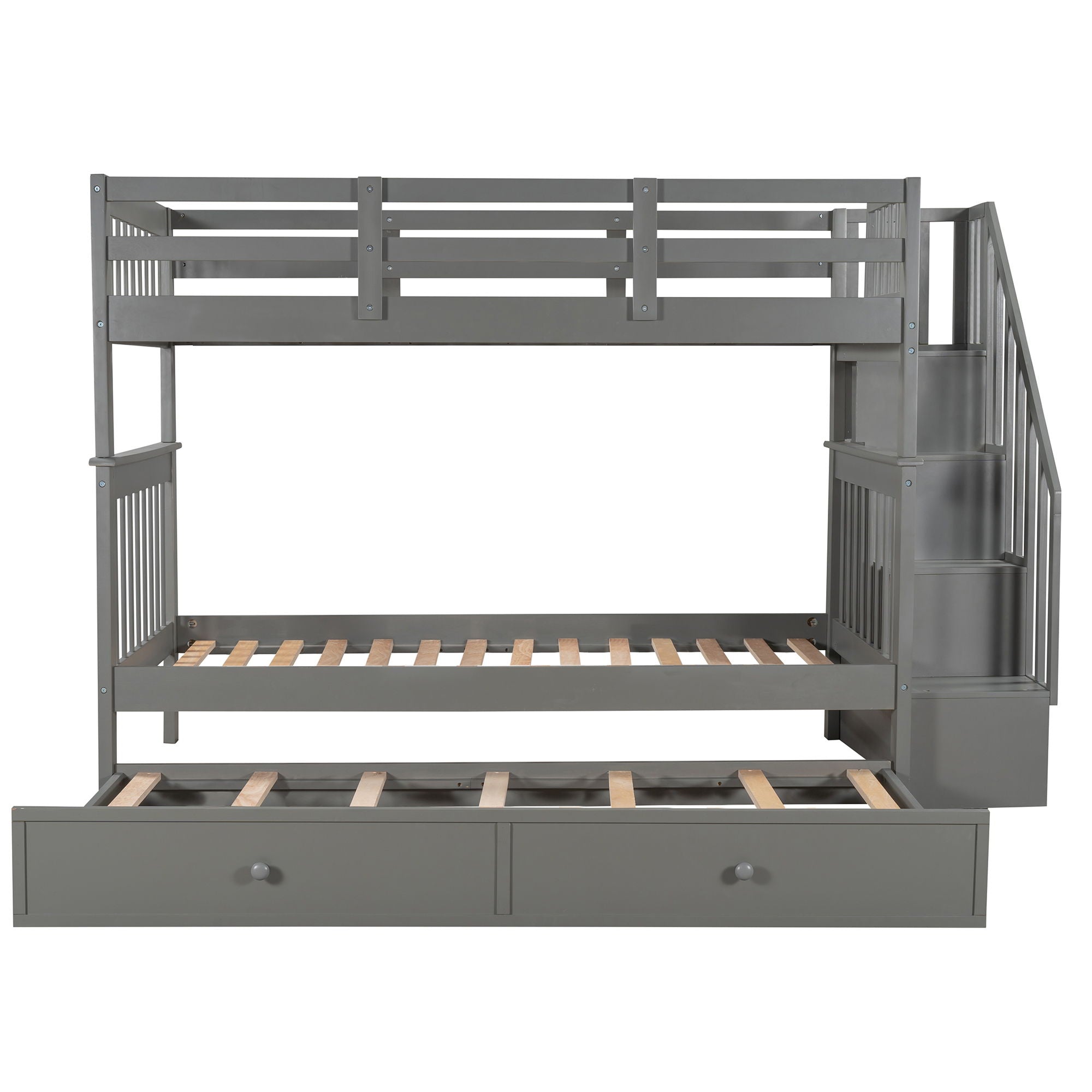 Stairway Bunk Bed & Storage And Guard Rail For Bedroom