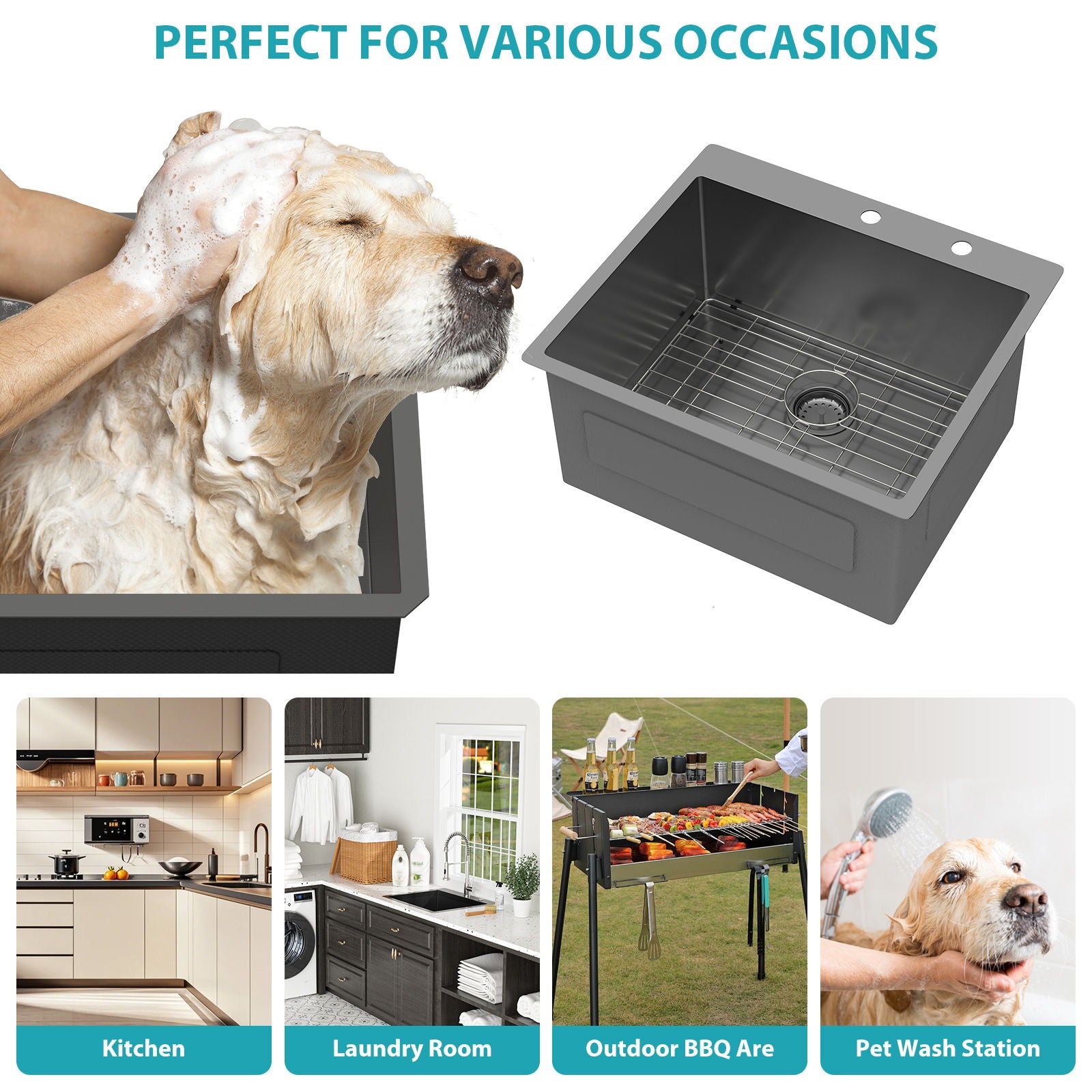 Topmount Kitchen Sink 16 Gauge, Single Bowl